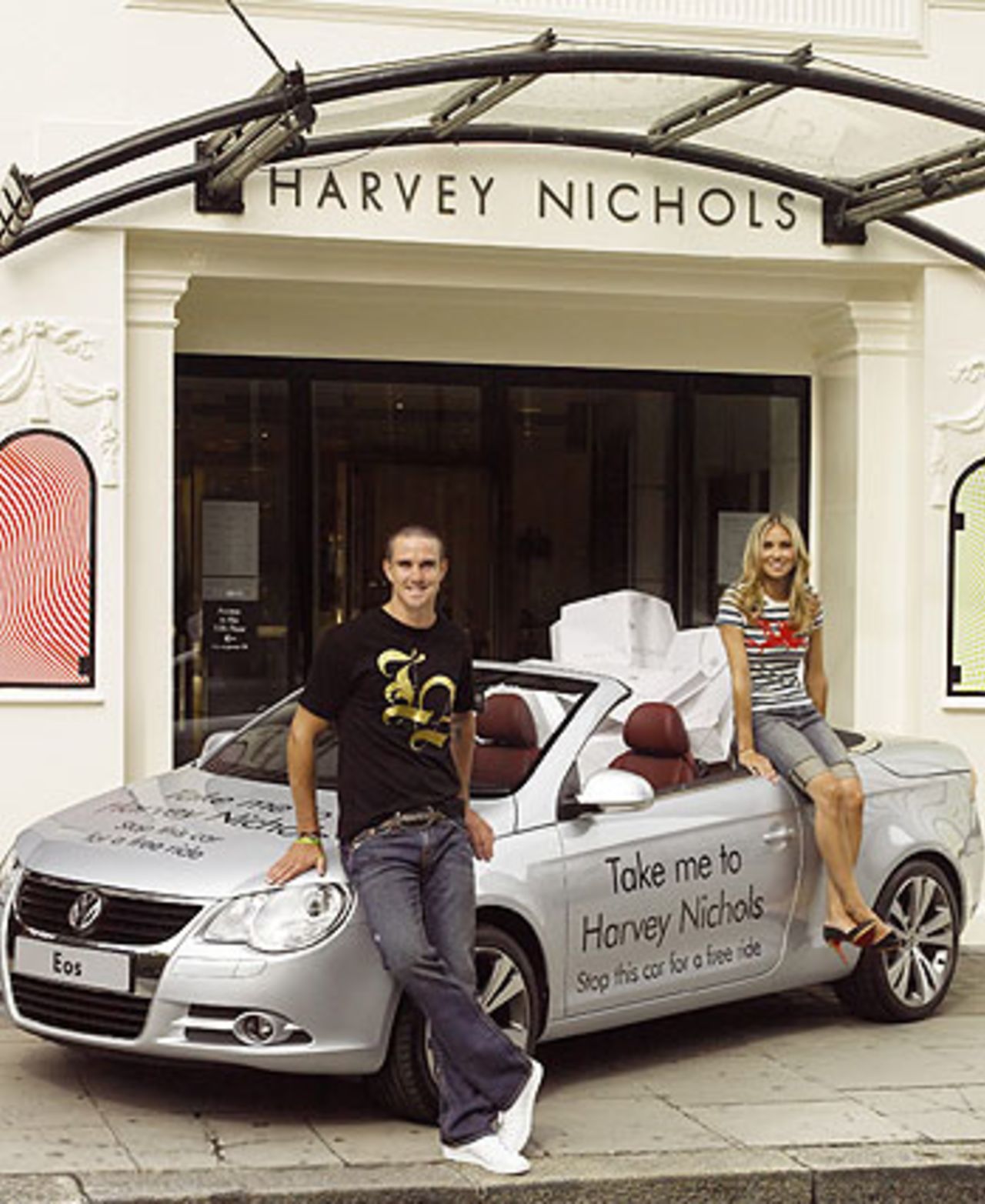 Kevin Pietersen and Jessica Taylor at Harvey Nichols