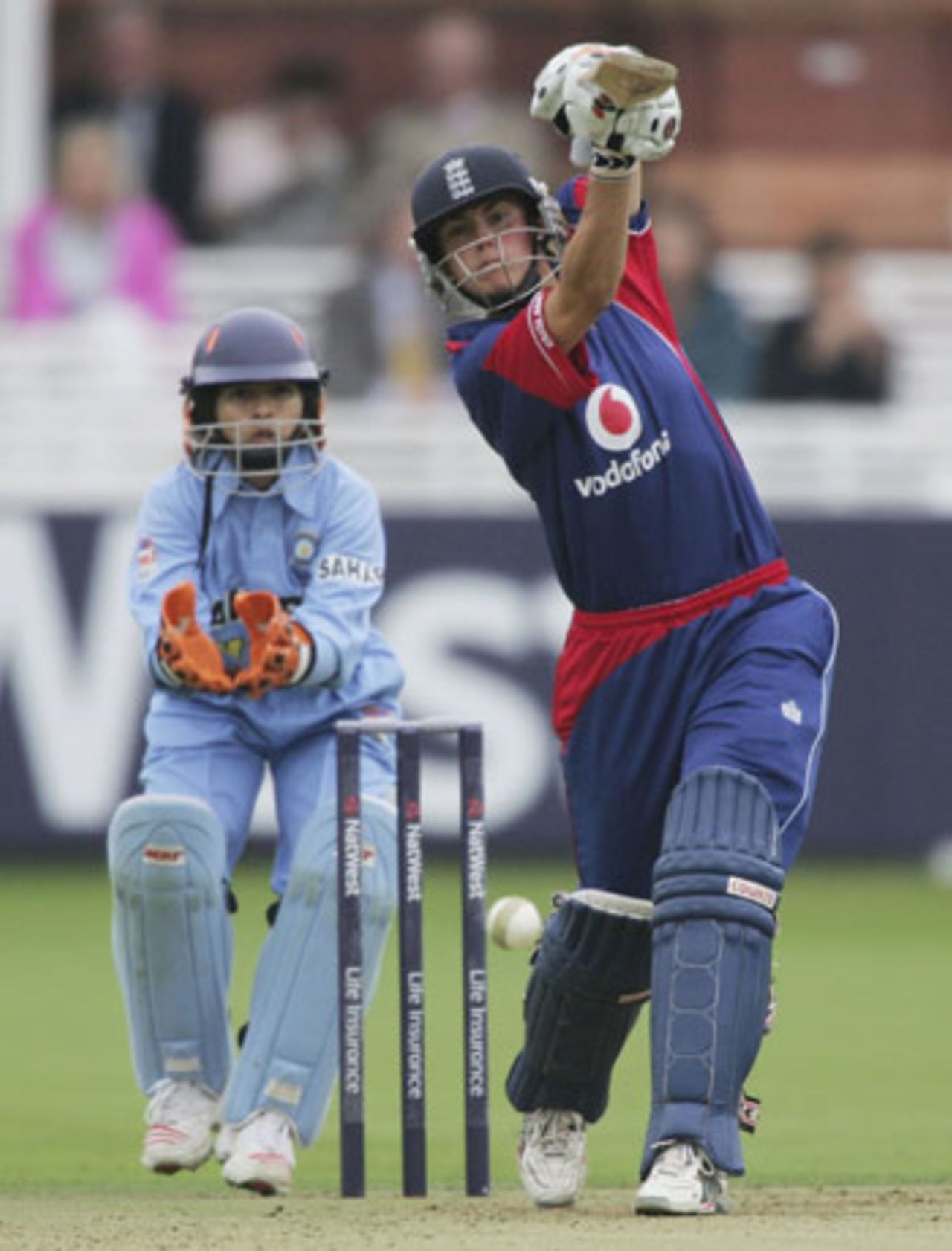 Laura Newton punches with a flourish of the bat, England Women v India Women, 1st ODI, Lord's, August 14, 2006