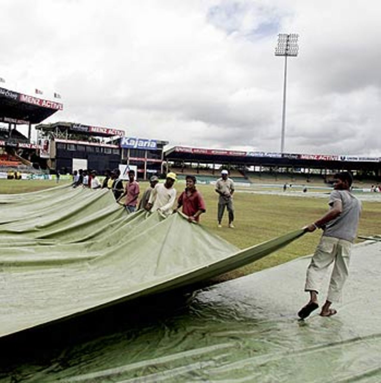 The covers are out again at the Premadasa Stadium, Colombo, August 16, 2006
