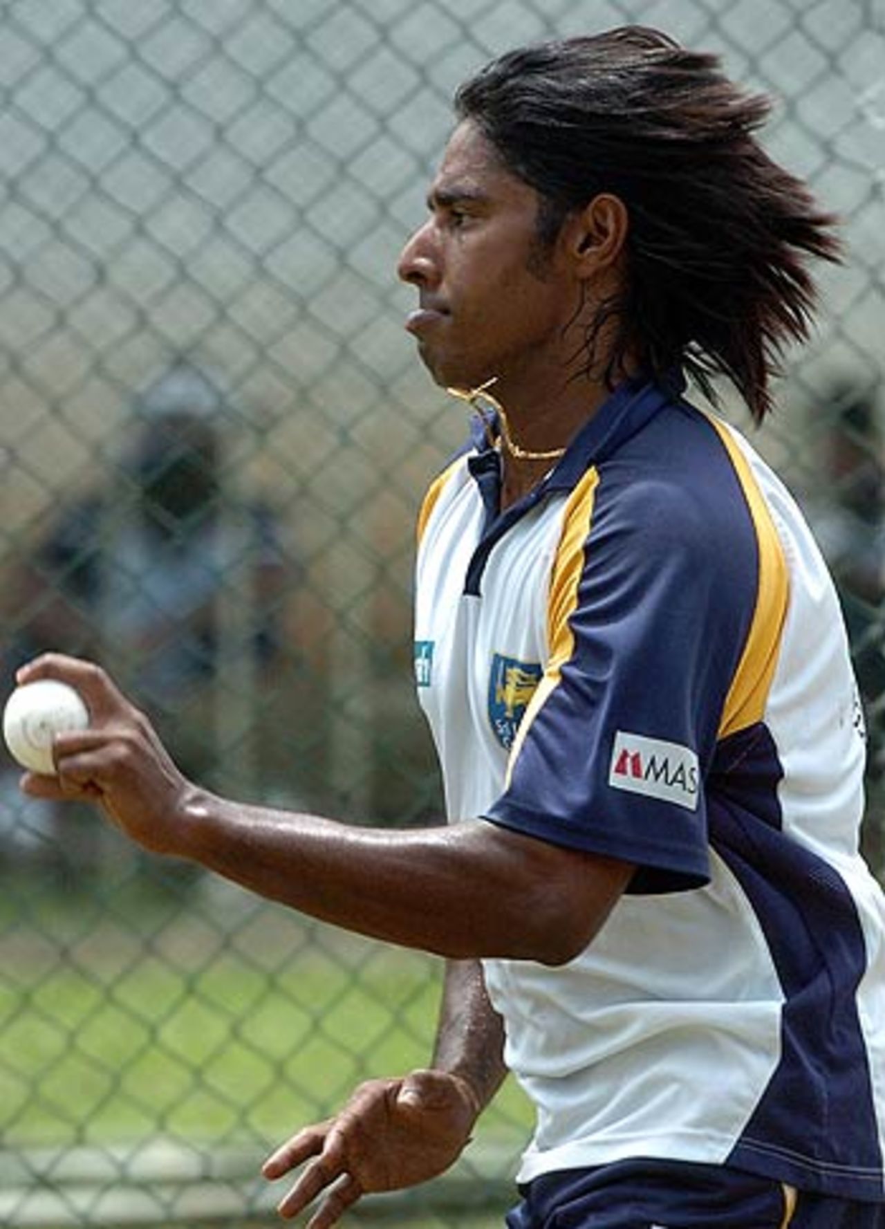 Chaminda Vaas in the middle of his run-up, Colombo, Unitech Cup, August 17, 2006