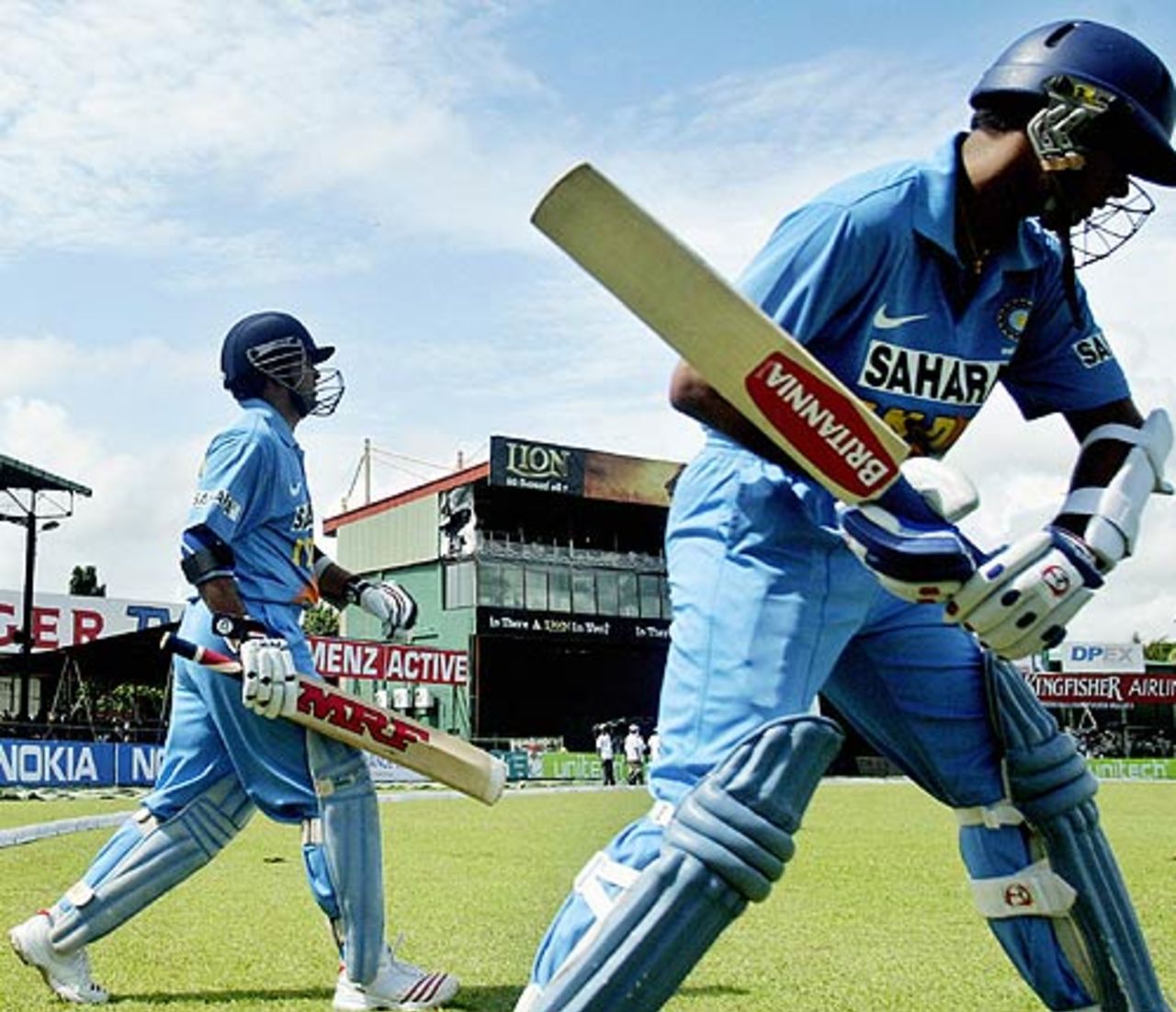 Sachin Tendulkar and Rahul Dravid walk out to bat, Sri Lanka v India, 1st ODI, Colombo, August 18, 2006