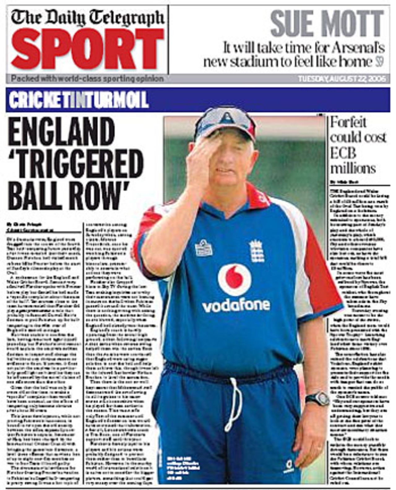<I>The Daily Telegraph</I> reports on Duncan Fletcher's meeting, England v Pakistan, 4th Test, The Oval, August 22, 2006
