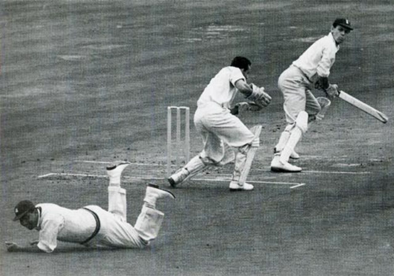 David Sheppard edges past Clyde Walcott, England v West Indies, The Oval, 1957