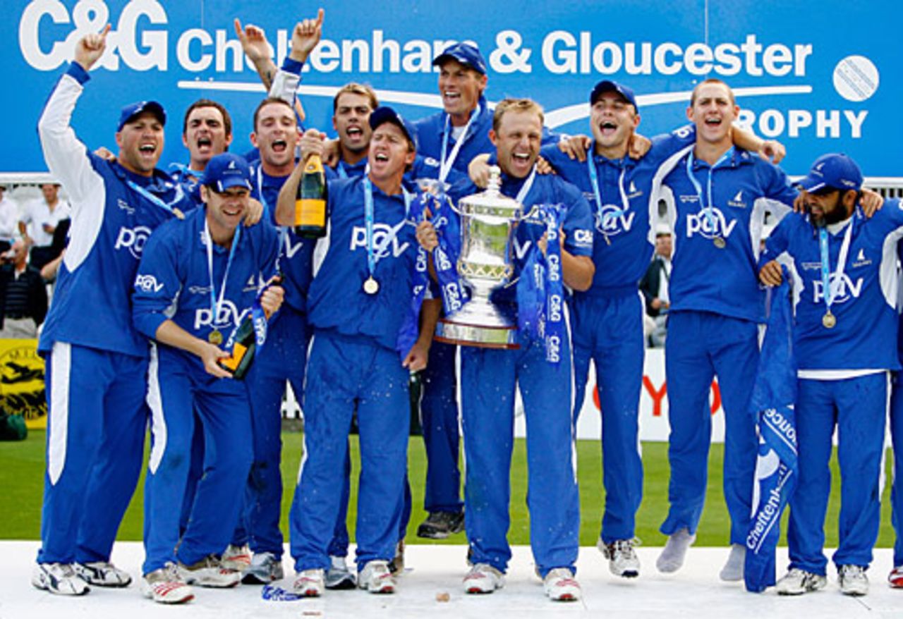 Chris Adams and Sussex celebrate winning the C&G Trophy, Lancashire v Sussex, C&G Trophy Final, Lord's, August 26, 2006