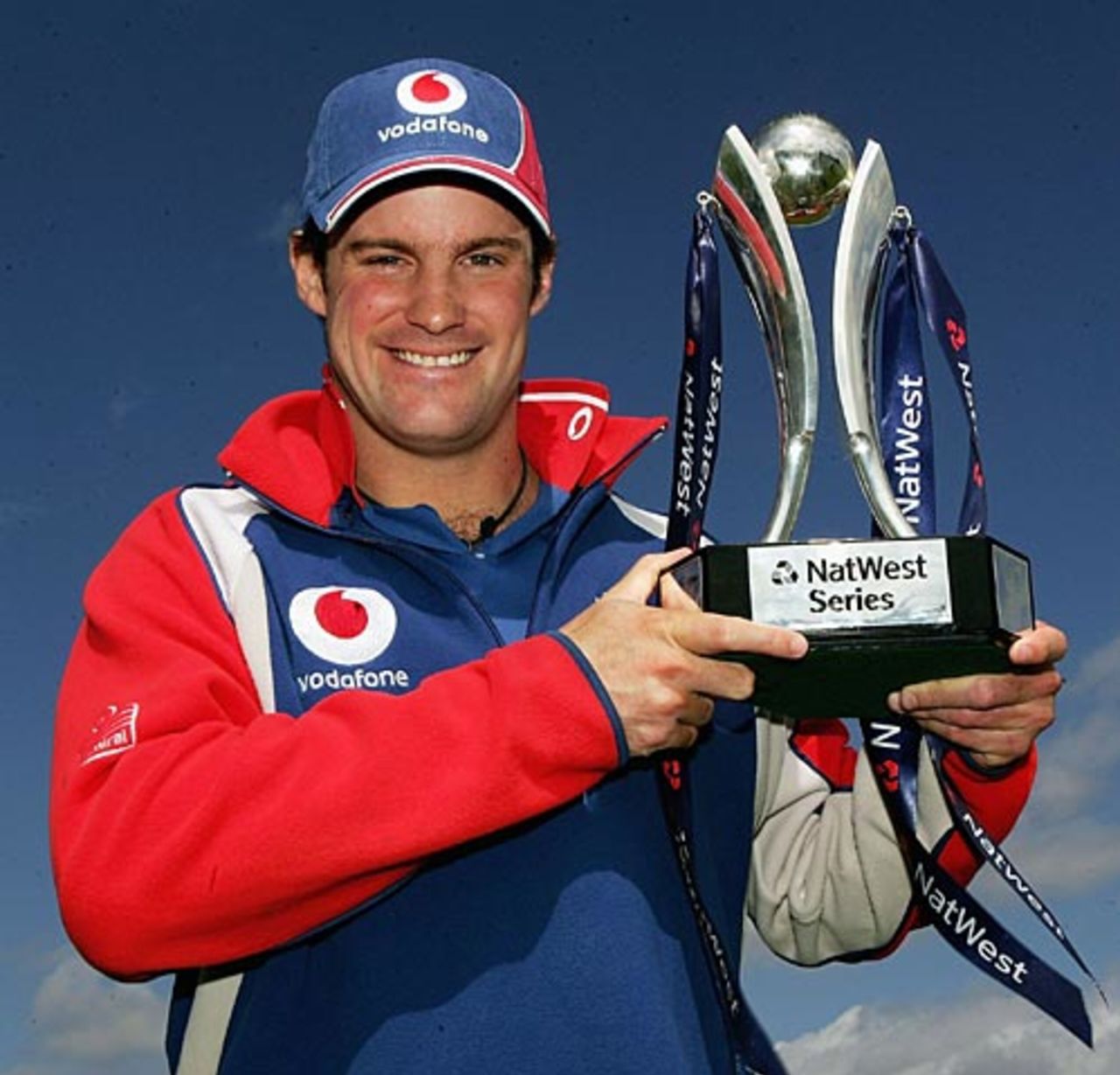 Andrew Strauss poses with the NatWest Trophy, Bristol, August 27, 2006