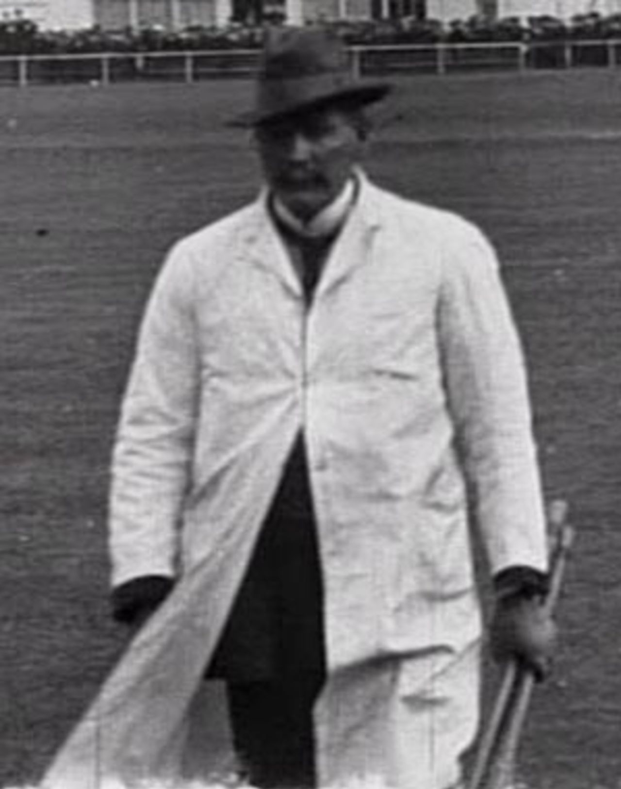 Jim Phillips leaves the middle after no-balling Arthur Mold, Old Trafford, 1901