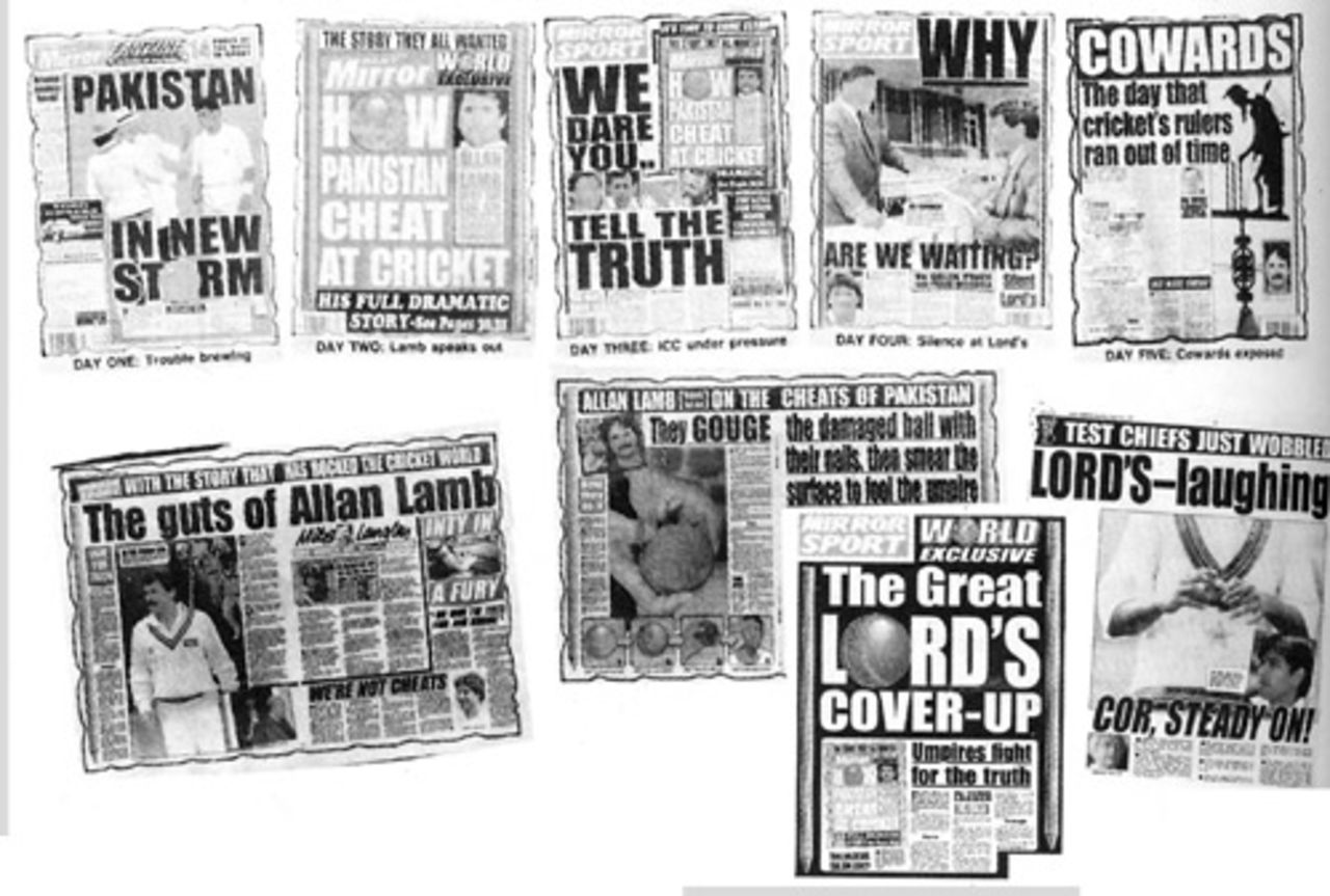 The spread of <i>The Daily Mirror's</i> coverage of the ball tampering crisis in 1992