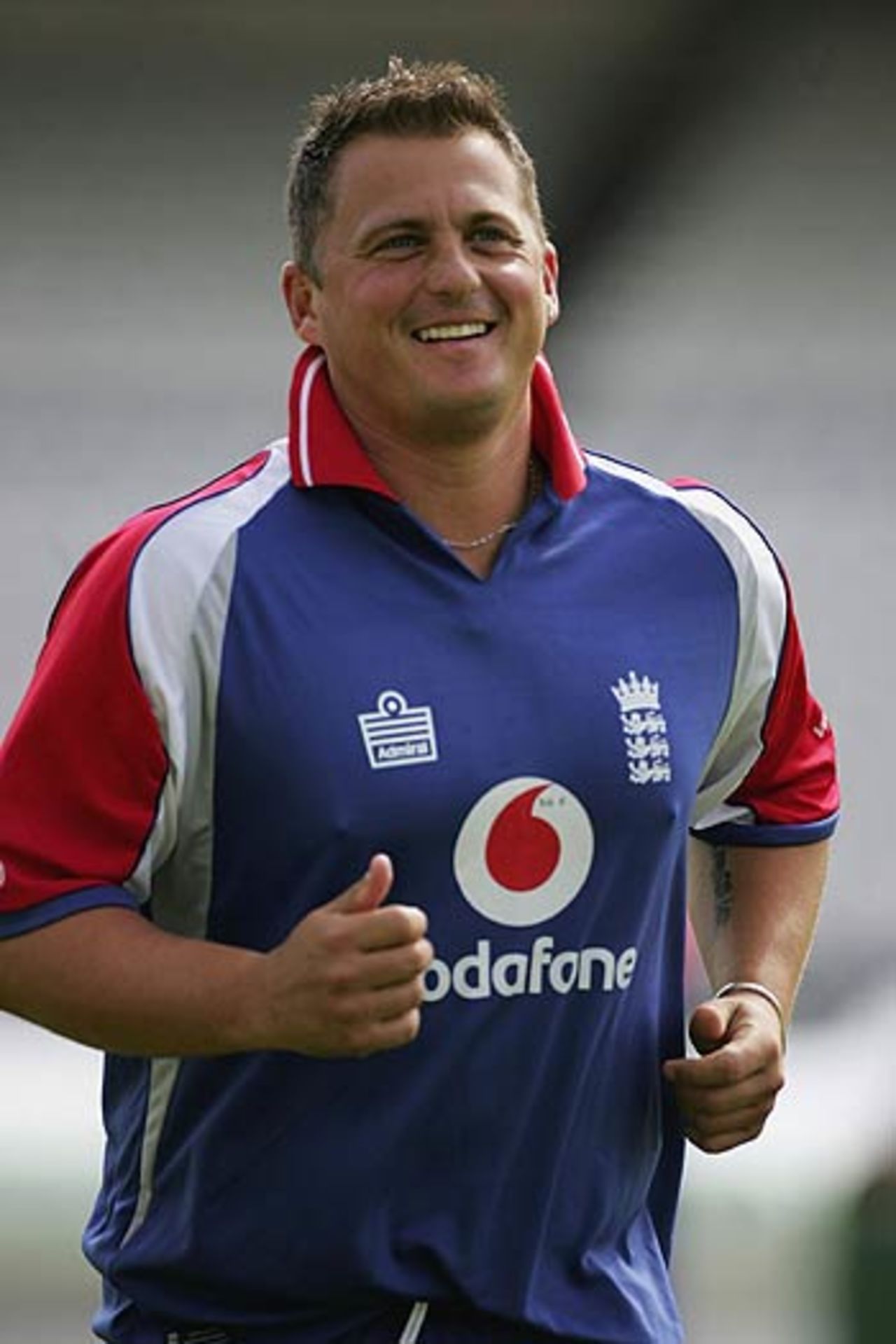 Darren Gough warms up for a practice session, London, September 1, 2006