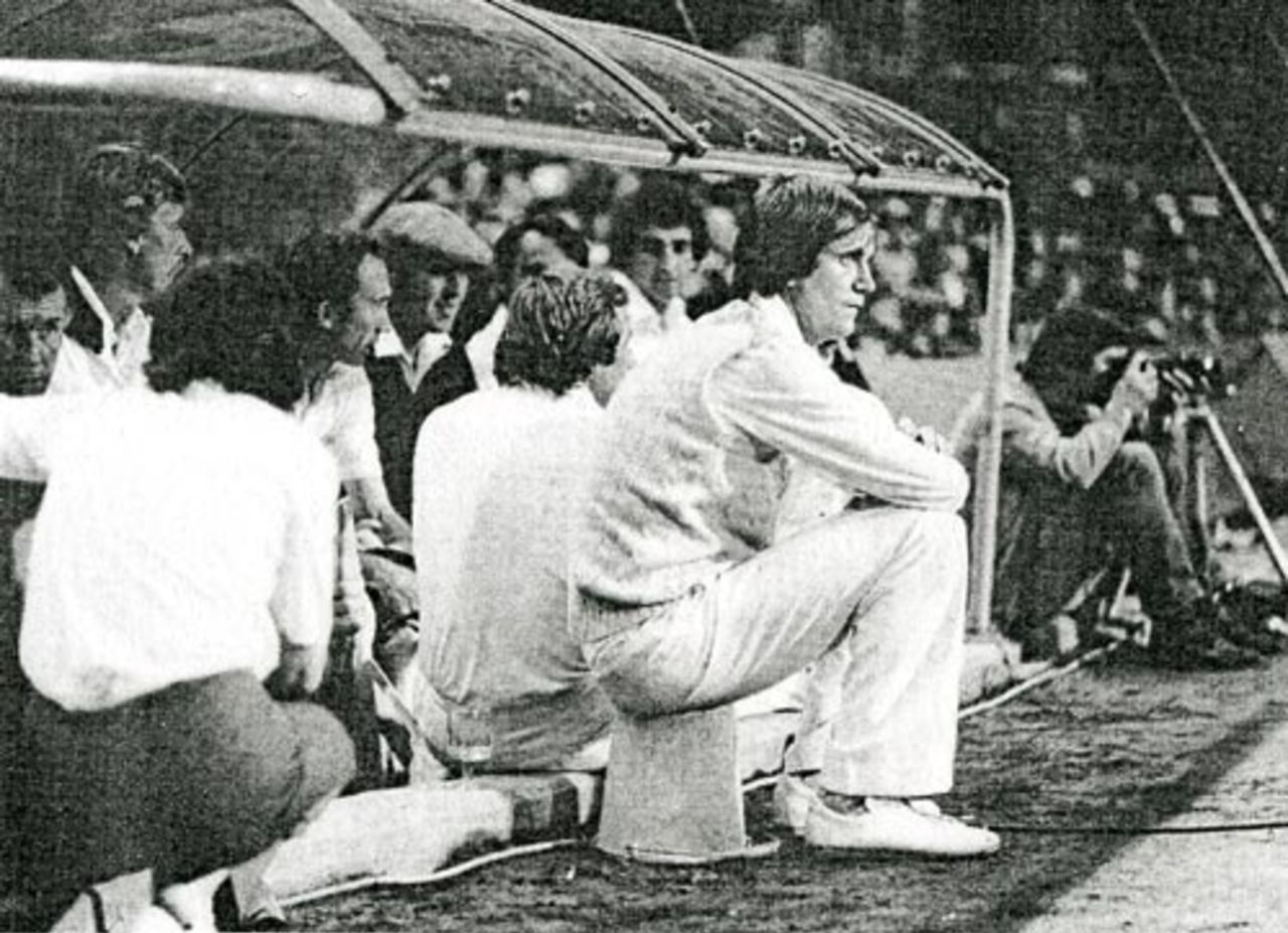 Ray East - and bucket - in the dug-out at Stamford Bridge, Essex v West Indies, Chelsea, August 24, 1980