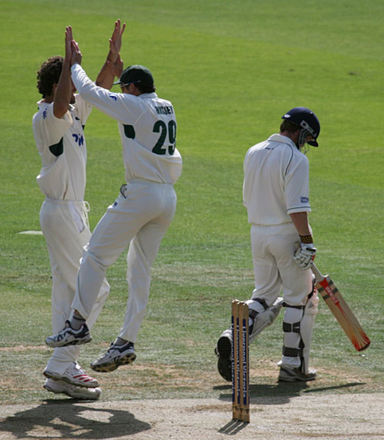 Charlie Shreck celebrates dismissing Eoin Morgan - the first of three wickets in five balls, Middlesex v Nottinghamshire, Lord's, September 6, 2006