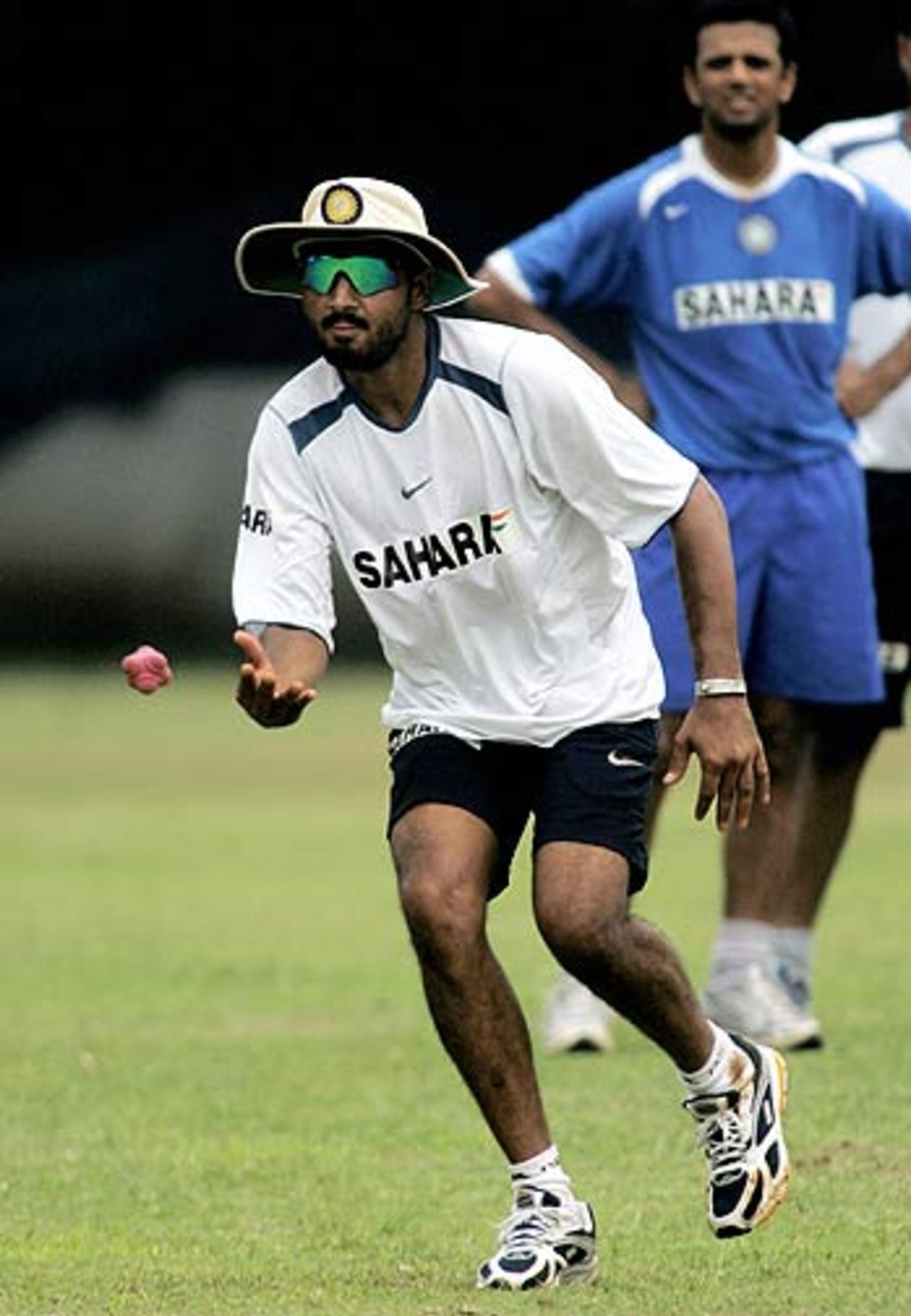 Harbhajan Singh takes part in a fielding drill at the National Cricket Academy, Bangalore, September 7, 2006