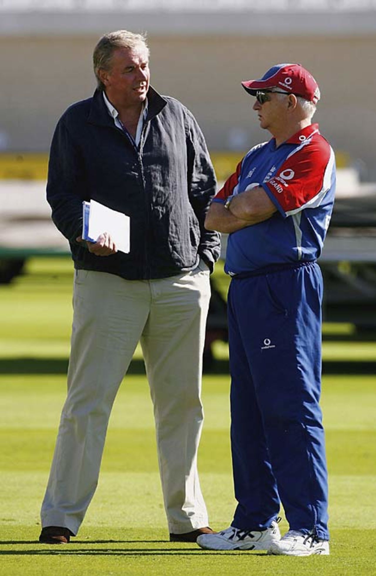 David Graveney and Duncan Fletcher discuss tactics, Trent Bridge, September 7, 2006