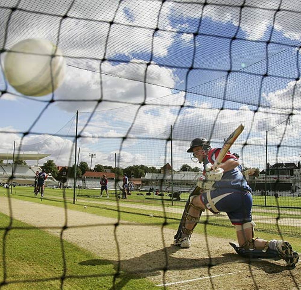 Andrew Strauss sweeps during practice ahead of the fourth one-dayer against Pakistan, Trent Bridge, September 7, 2006