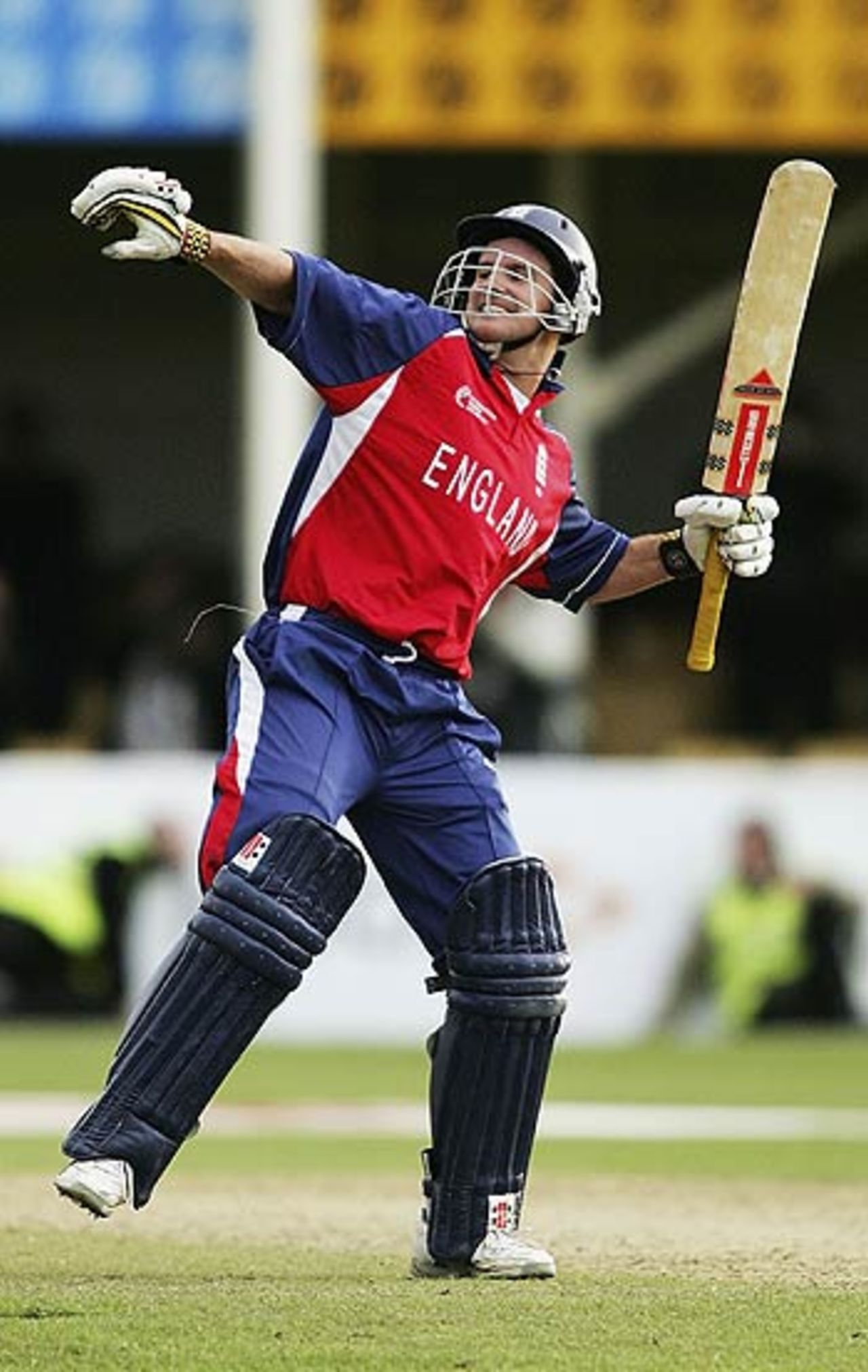 The moment of victory: Andrew Strauss celebrates as England overcome Australia in the semi-finals of the Champions Trophy, Edgbaston, September 21, 2004