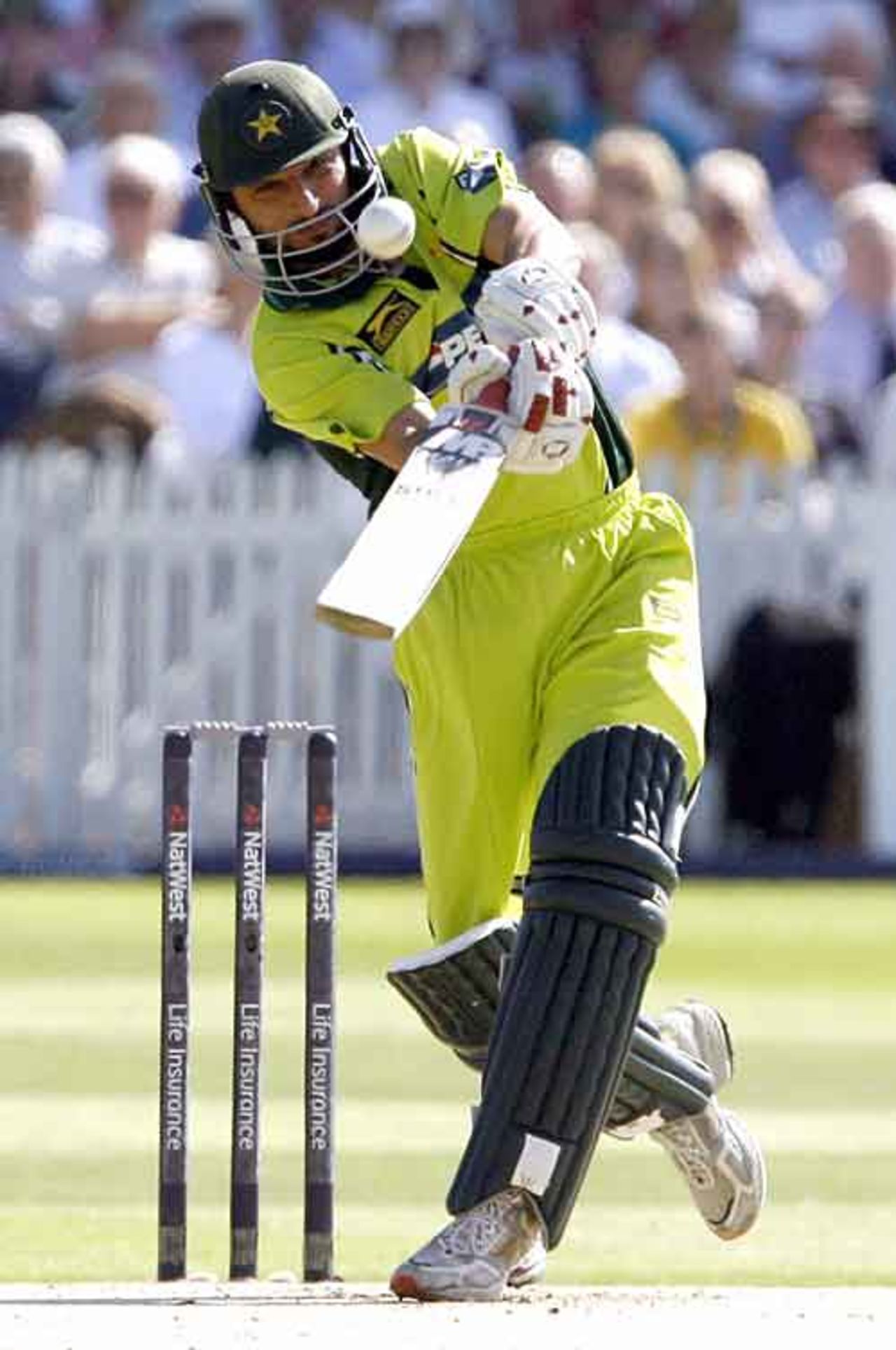 Shahid Afridi launches a six to open his account, England v Pakistan, 4th ODI, Trent Bridge, September 8, 2006