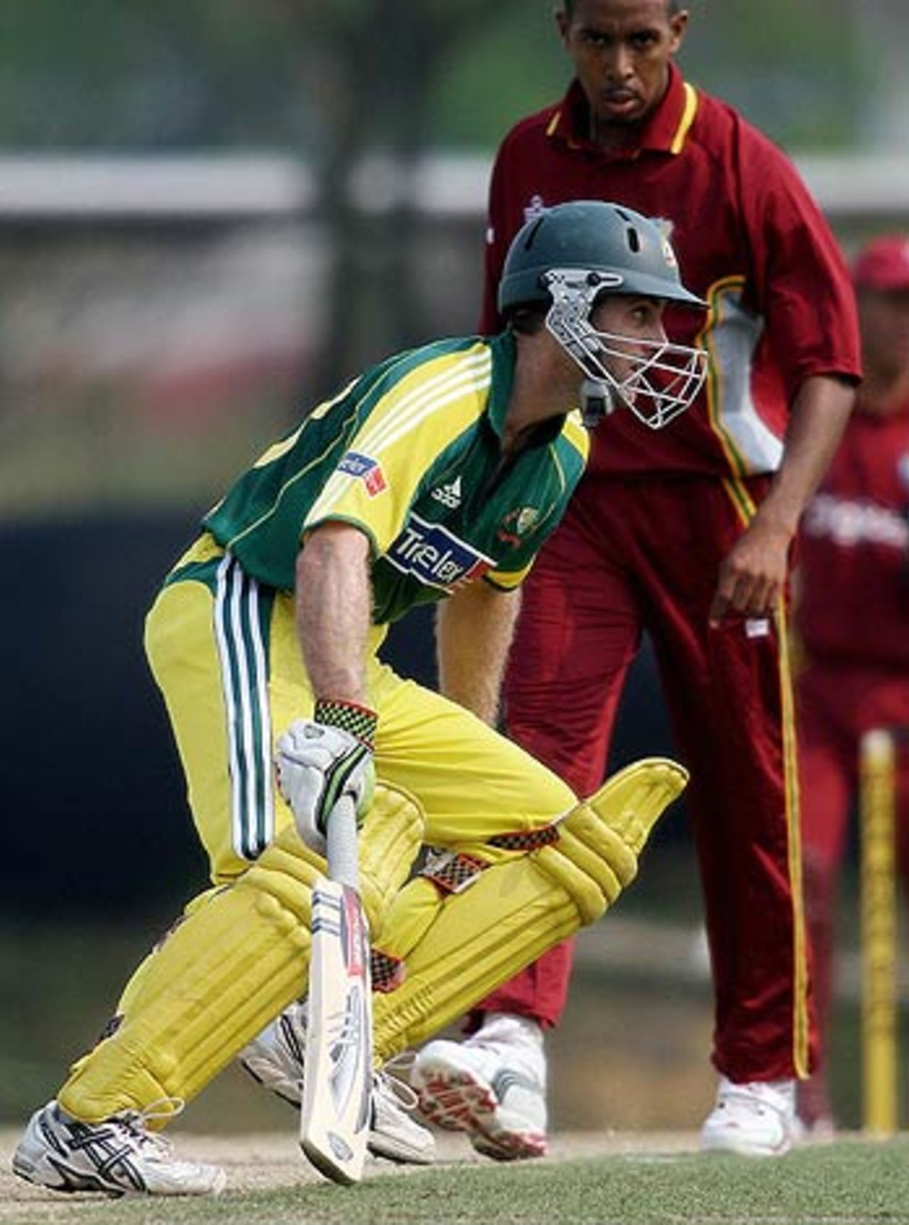 Simon Katich pinches a run during his innings of 36, Australia v West Indies, 1st match, DLF Cup, Kuala Lumpur, September 12, 2006