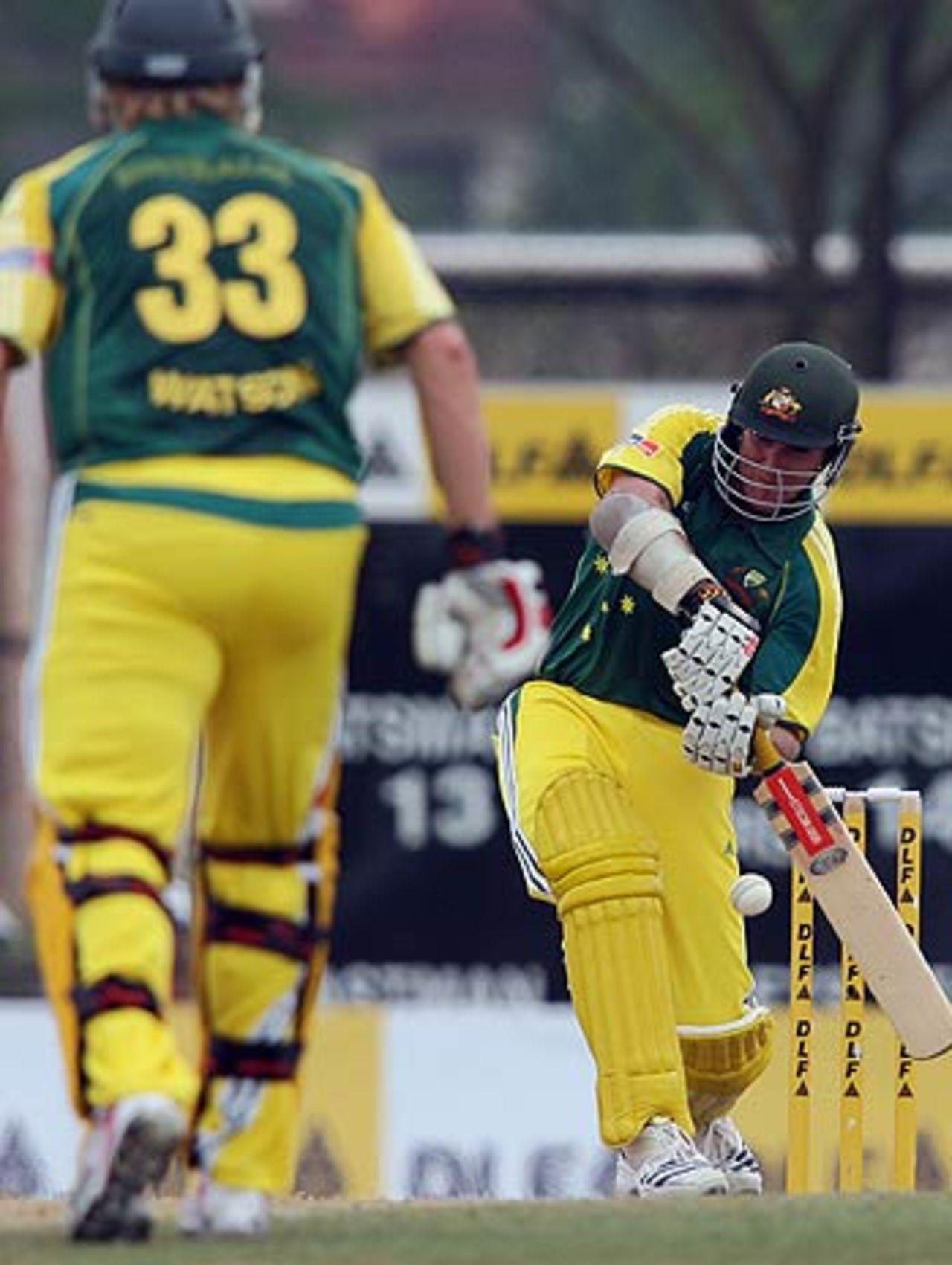 Phil Jaques plays out a delivery from Ajit Agarkar, India v Australia, 3rd match, DLF Cup, Kuala Lumpur, September 16, 2006