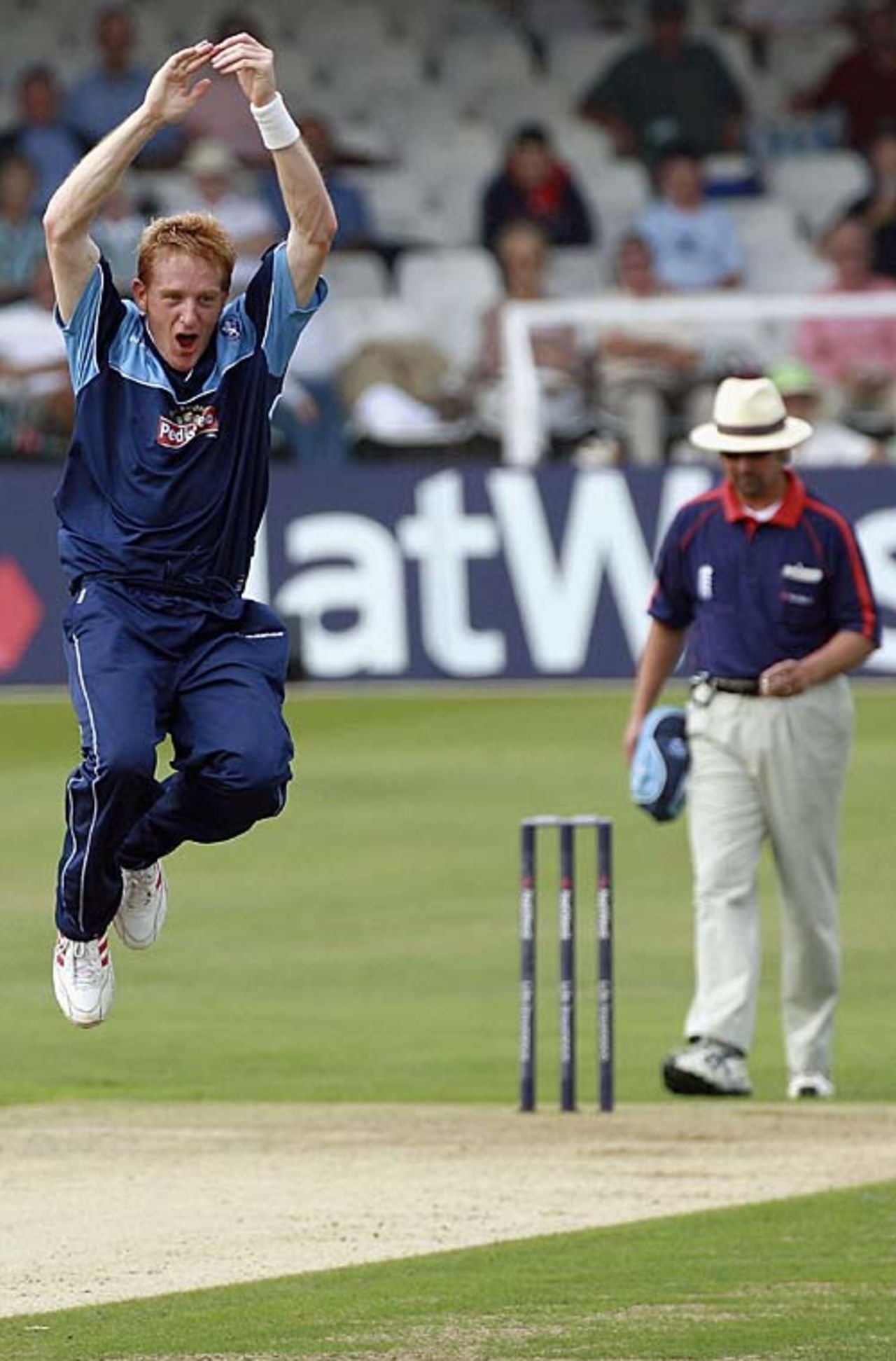 Steve Kirby celebrates the wicket of Darren Stevens, Kent v Gloucestershire, Pro40, Canterbury, September 17, 2006