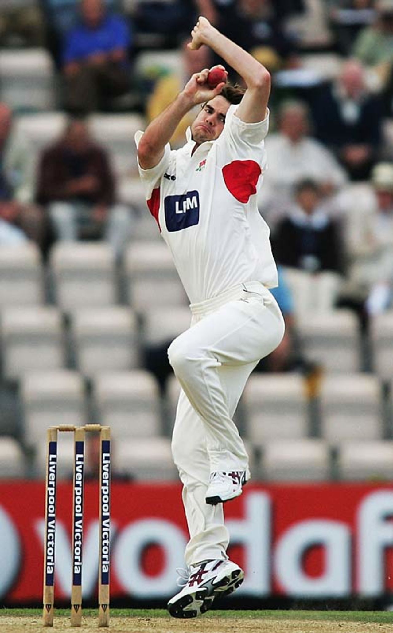 James Anderson approaches the crease in his first bowl for Lancashire all season, Hampshire v Lancashire, County Championship, The Rose Bowl, September 21, 2006 