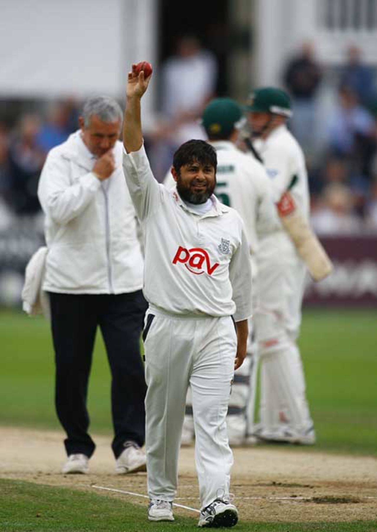 Mushtaq Ahmed holds the ball aloft after taking his 100th wicket of the season, Nottinghamshire v Sussex, Trent Bridge, September 22, 2006