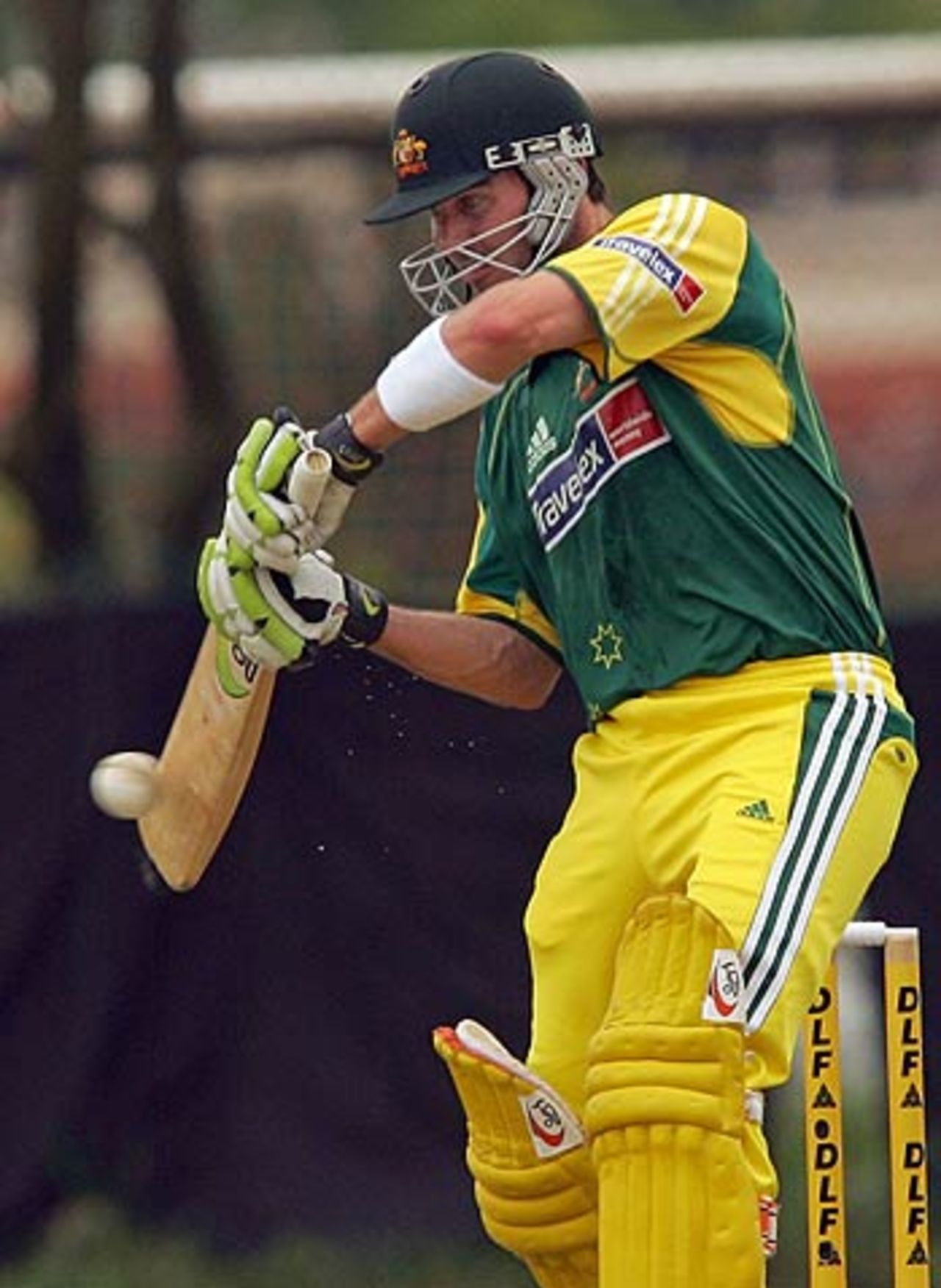 Damien Martyn opens the full face of the bat, Australia v West Indies, DLF Cup final, September 24, 2006