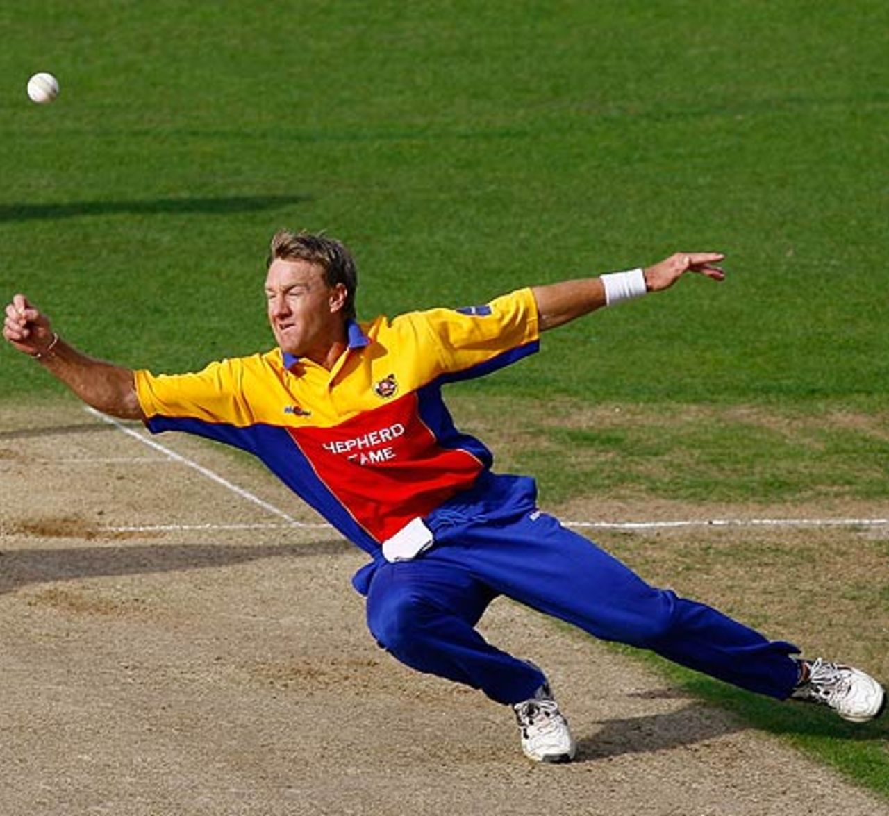 Andy Bichel drops a catch off his on bowing, Durham v Essex, Pro40, Chester-le-Street, September 17, 2006
