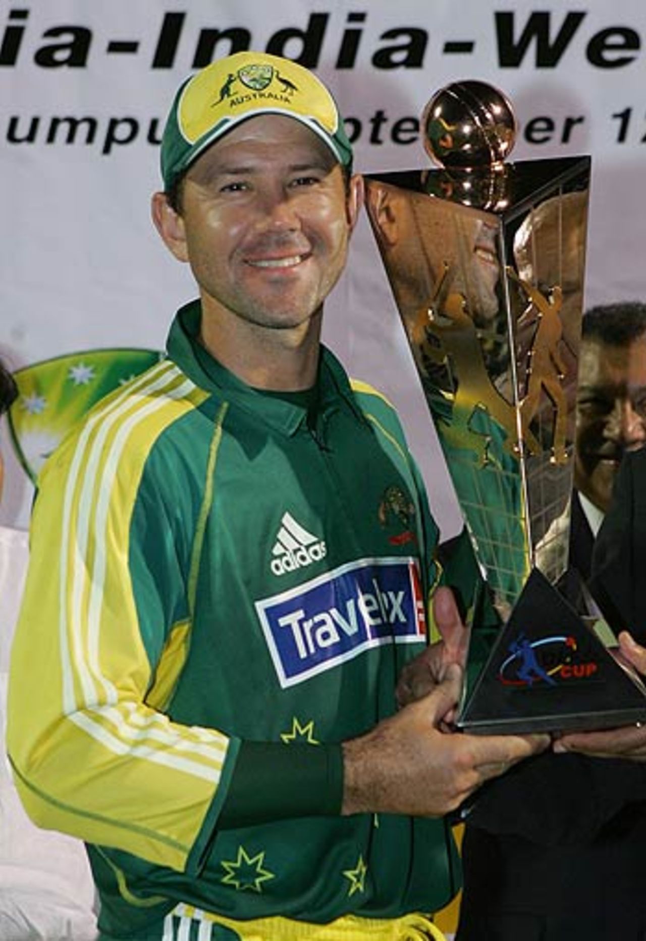 A beaming Ricky Ponting with the DLF Cup, Australia v West Indies, DLF Cup final, September 24, 2006