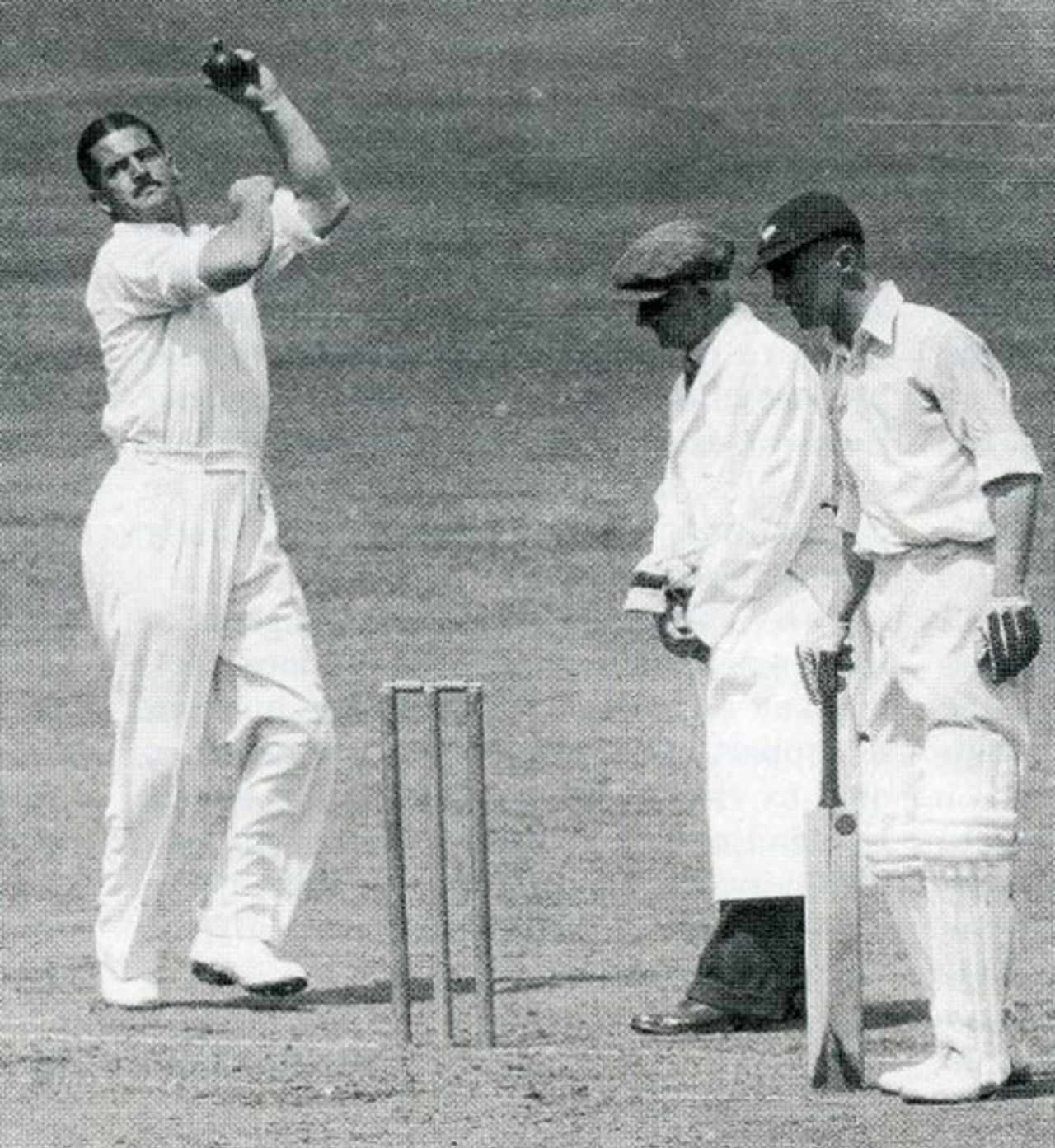 Chuck Fleetwood-Smith in action during Australia's 1938 tour of England