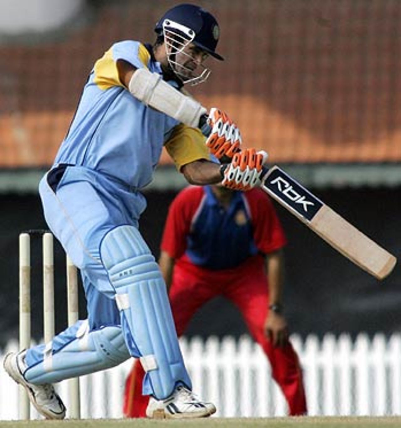 Irfan Pathan slams a four during his brief appearance, India Blue v India Red, Final, Challenger Series, Chennai, October 4, 2006