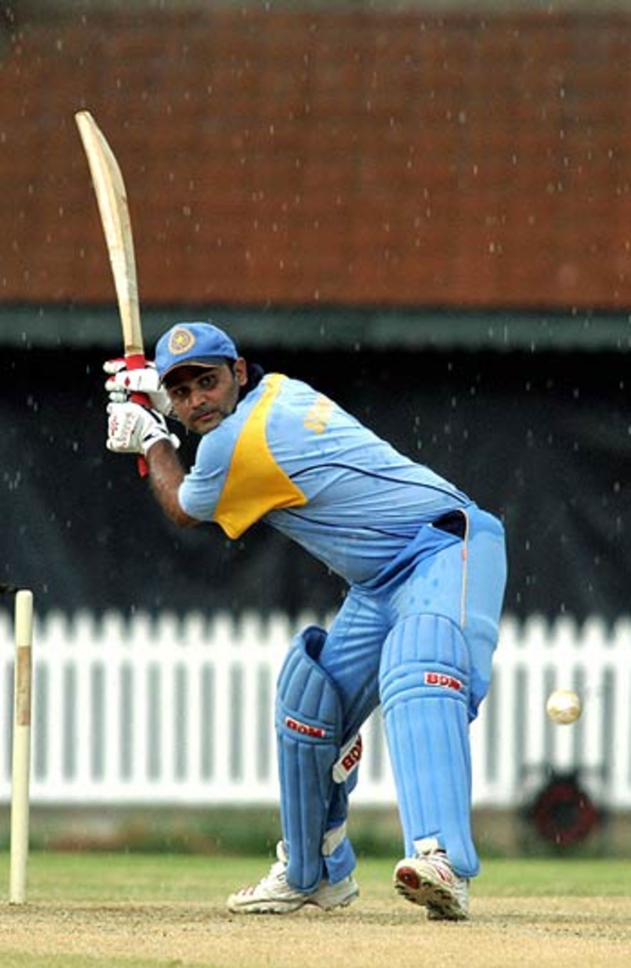 Virender Sehwag prepares to launch a six, India Blue v India Red, Final, Challenger Series, Chennai, October 4, 2006