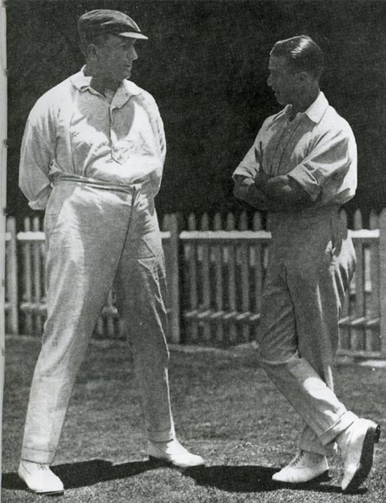The giant Warwick Armstrong and Johnny Douglas ahead of the first Test at Sydney 1920-21