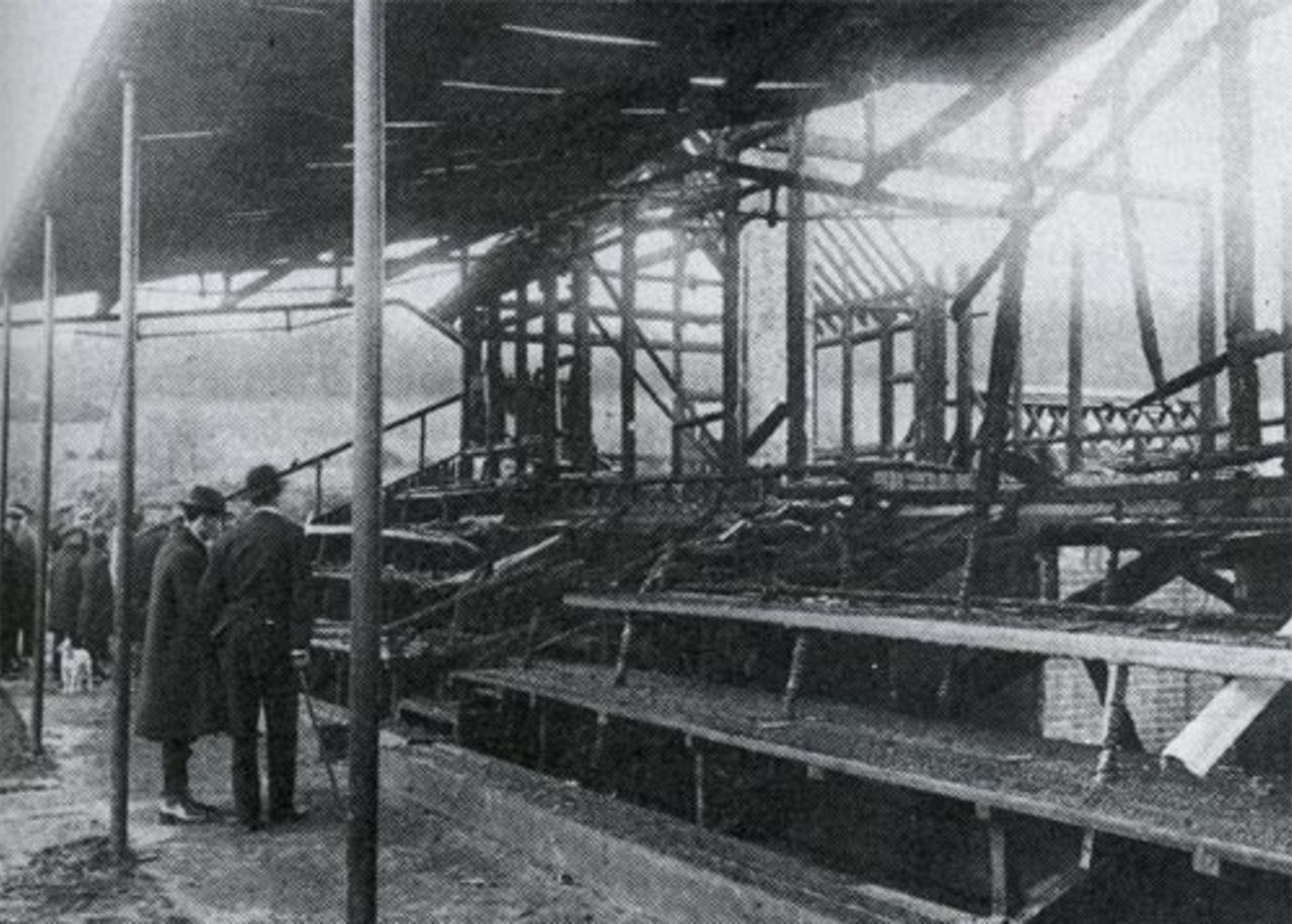 The remains of the Tunbridge Wells pavilion after an arson attack by suffragettes in April 1913. It was rebuilt within nine weeks but irreplaceable Kent records were lost forever