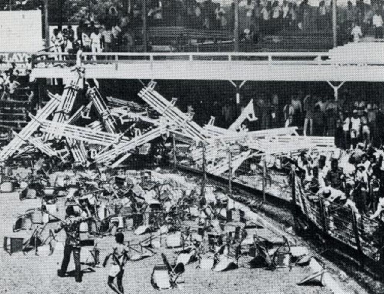 The wreckage after the riot, WSC West Indies v WSC Australia, Guyana, March 25, 1979