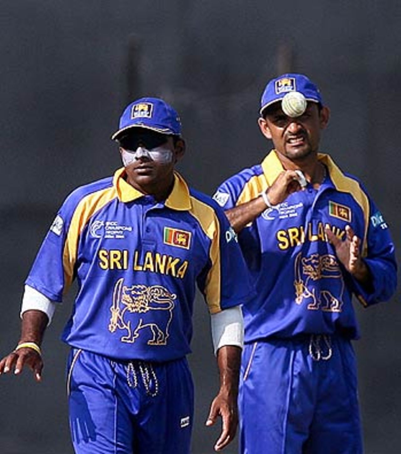 Mahela Jayawardene and Marvan Atapattu during a warm-up game, October 2006