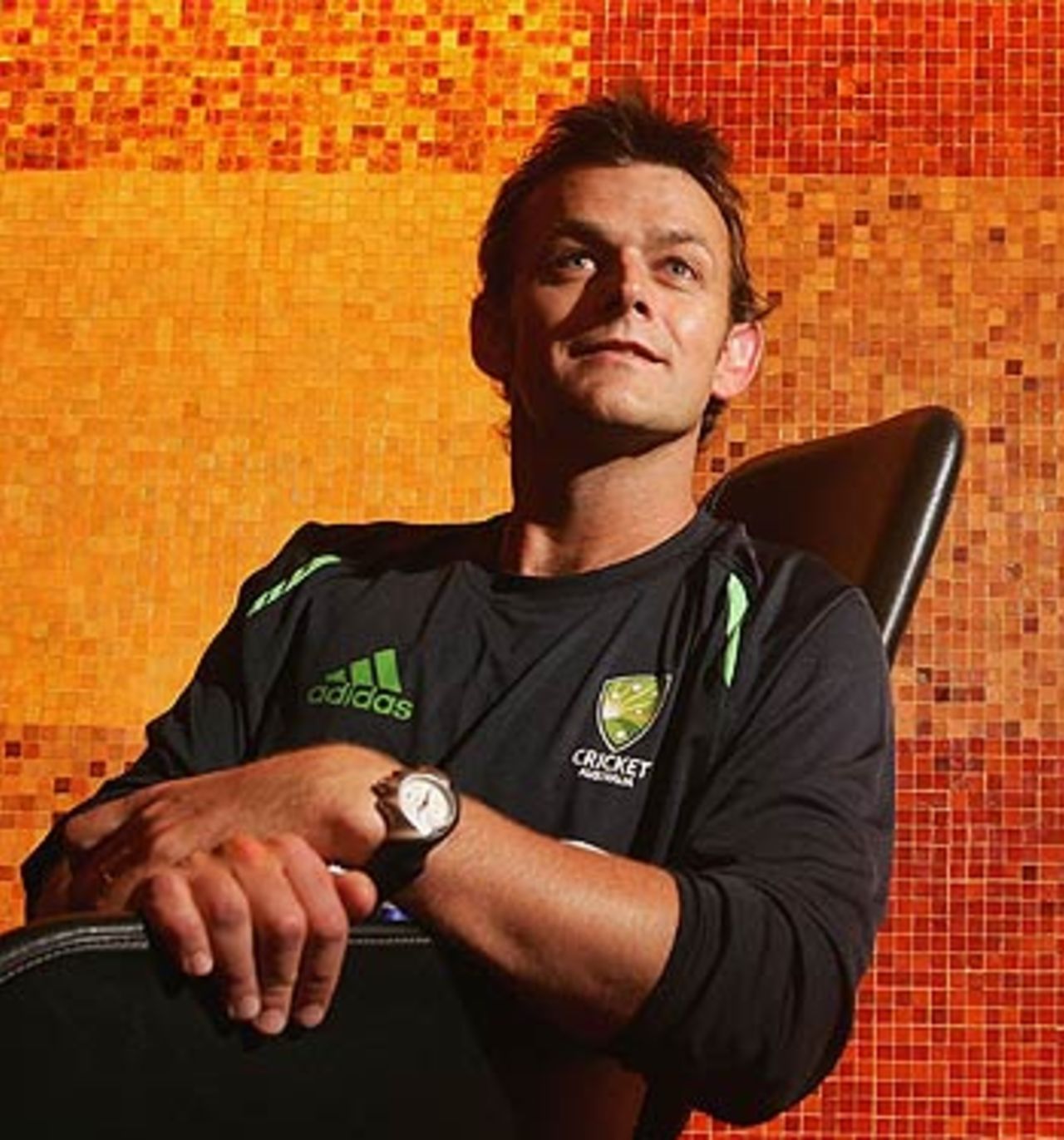 Adam Gilchrist pauses during a media session, New Delhi, October 9, 2006