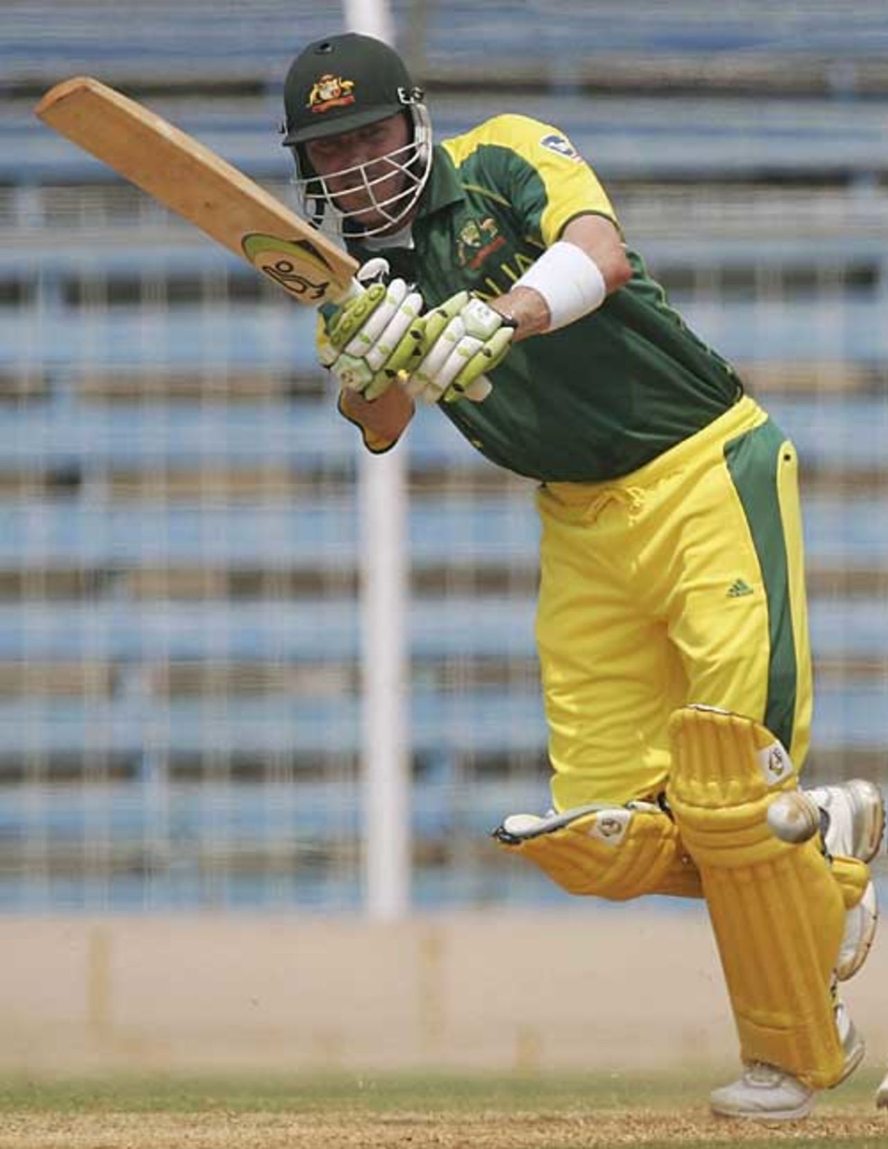 Damien Martyn flicks the ball through midwicket during Australia's warm-up match, Maharashtra Cricket Assocation XI v Australians, Mumbai, October 12, 2006