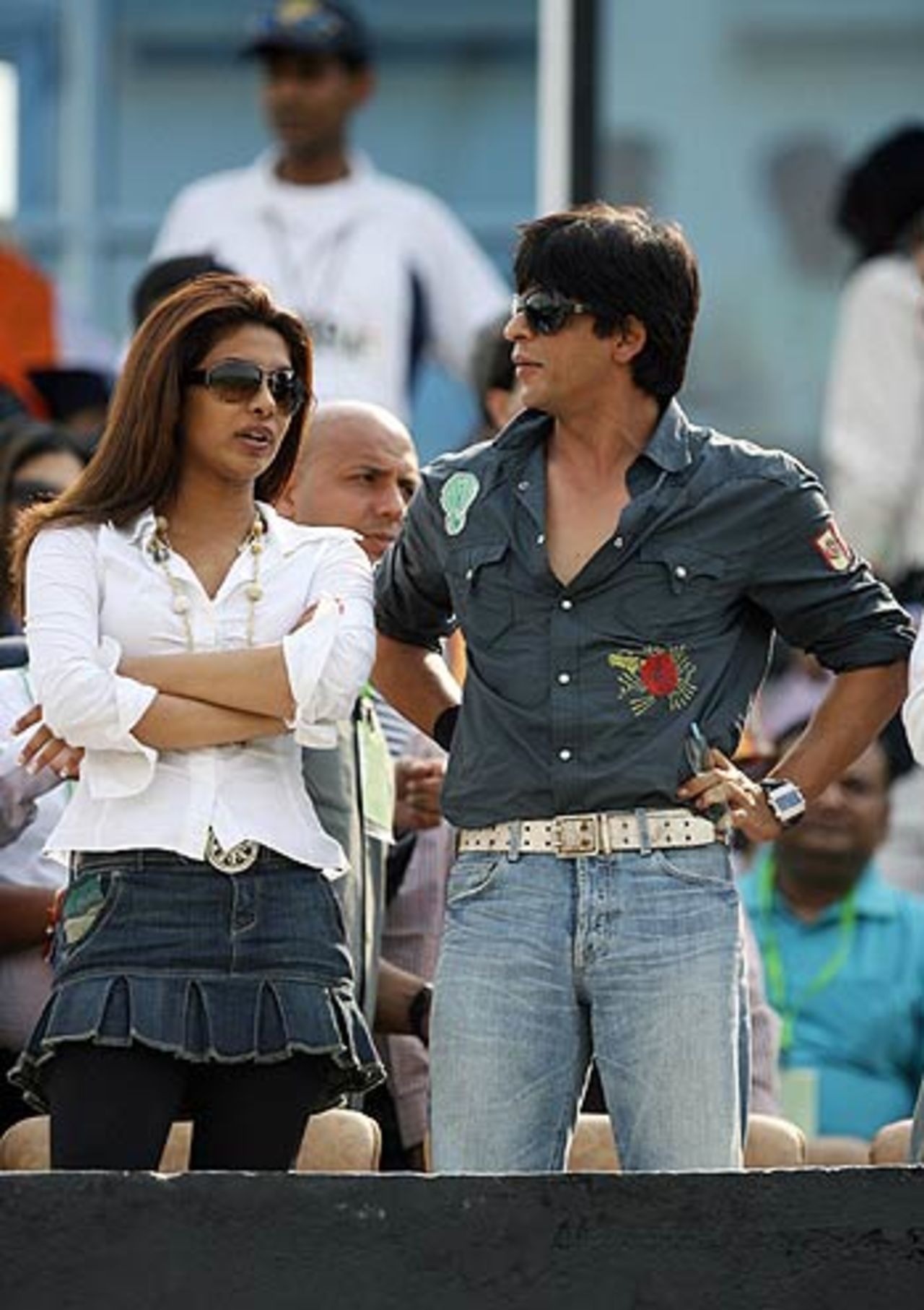 Bollywood actors Priyanka Chopra and Shah Rukh Khan turned out in India's support, India v England, 1st match, Champions Trophy, Sawai Mansingh Stadium, Jaipur, October 15, 2006