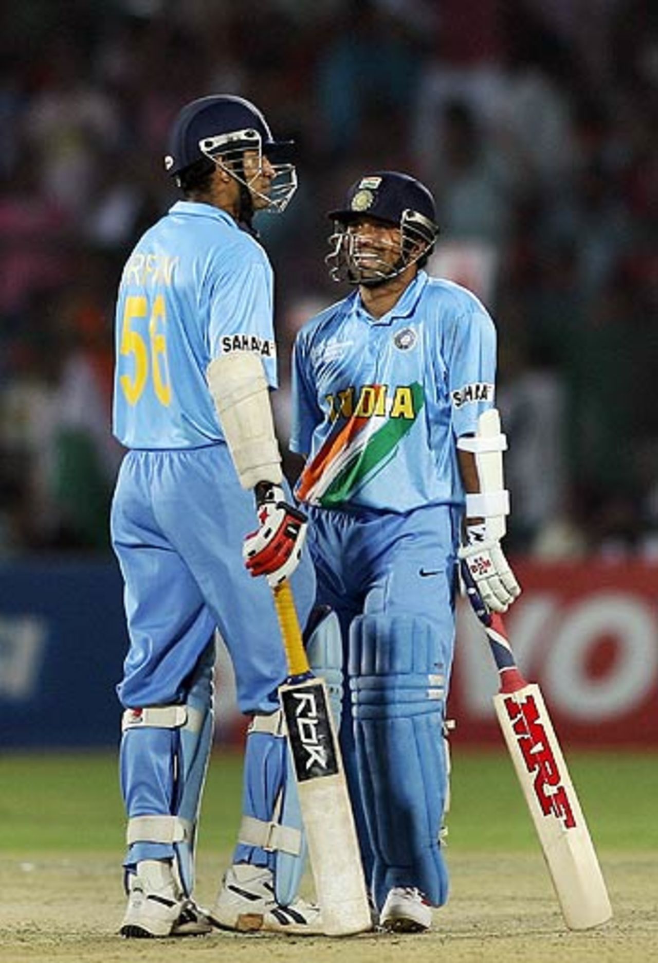Irfan Pathan and Sachin Tendulkar added 50 after the loss of Virender Sehwag, India v England, 1st match, Champions Trophy, Sawai Mansingh Stadium, Jaipur, October 15, 2006