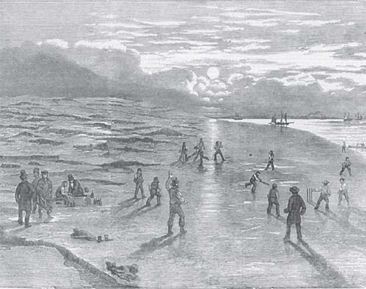 An image from <i>Illustrated London News</i> recording a match on Goodwin Sands in 1919