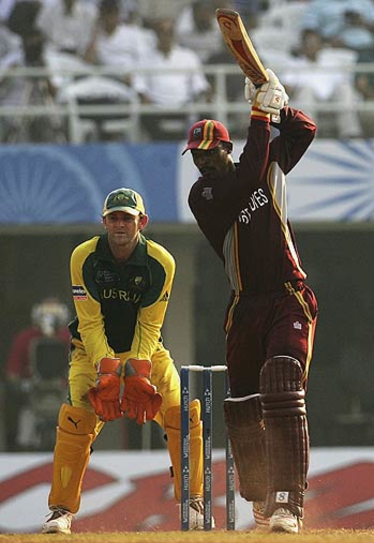 Runako Morton drives it past mid-off, Australia v West Indies, 4th match, Mumbai, October 18, 2006