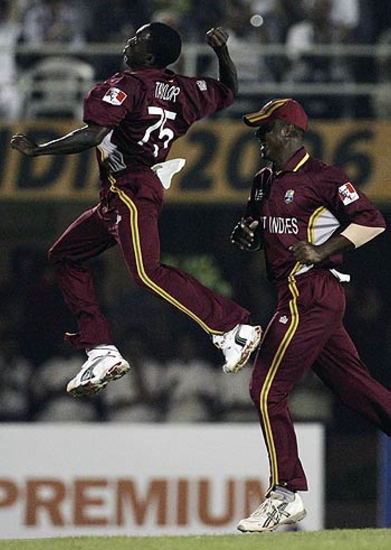 Jerome Taylor is ecstatic after getting Ricky Ponting to chop one onto his stumps, Australia v West Indies, 4th match, Mumbai, October 18, 2006