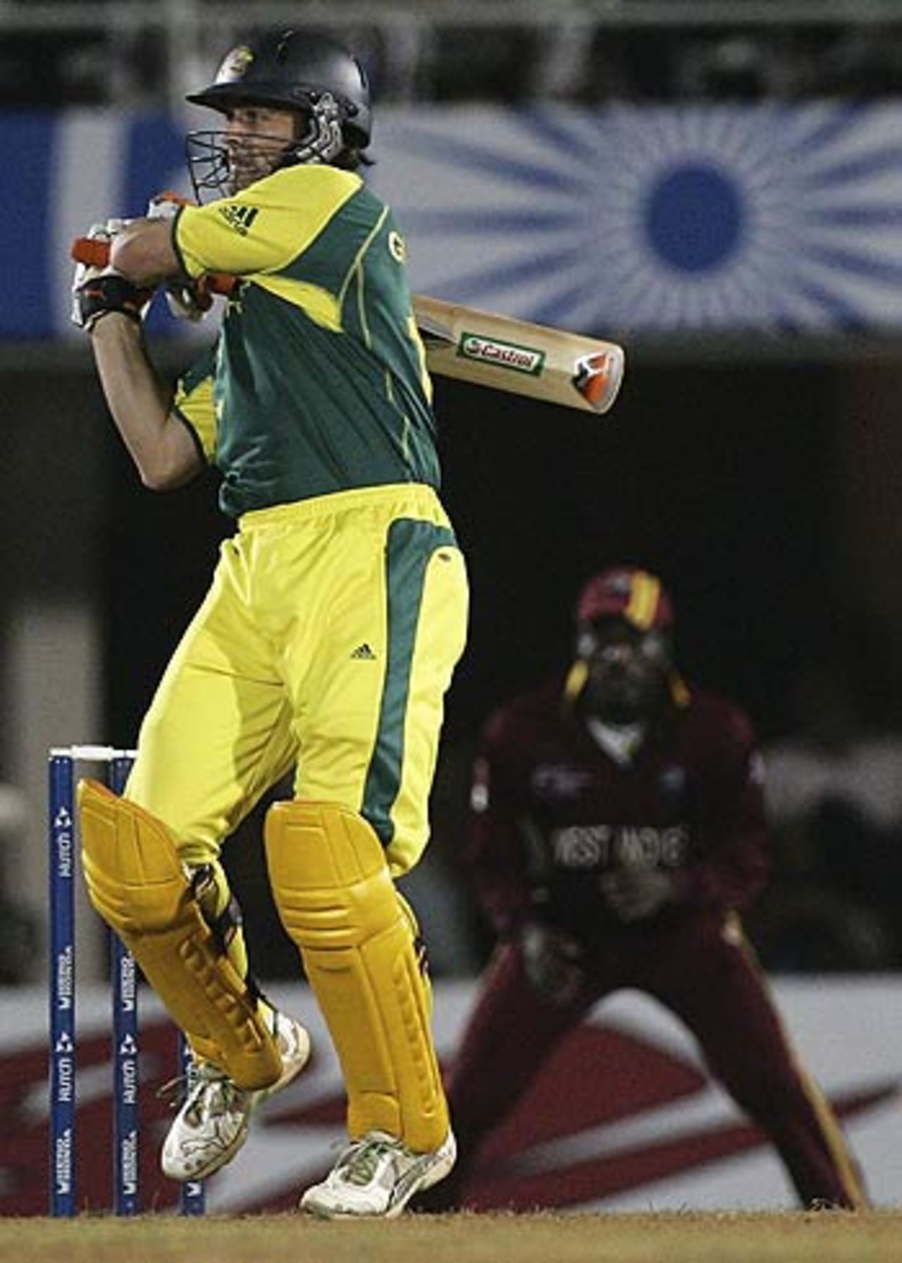 Adam Gilchrist picks the length early and smashes it past square leg, Australia v West Indies, 4th match, Mumbai, October 18, 2006