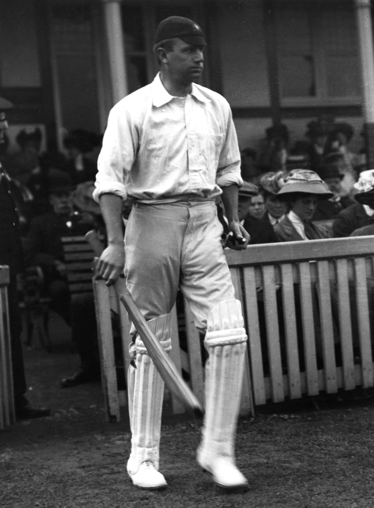 Monty Noble walks out to bat at The Oval, England v Australia, The Oval, August 1909