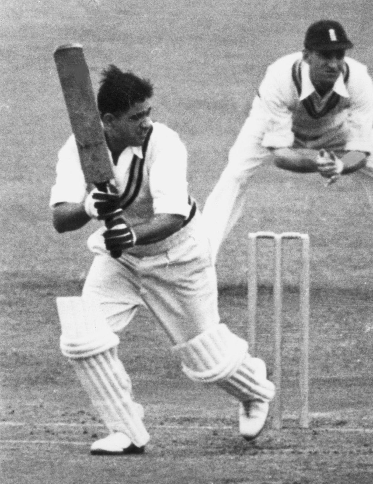 Vinoo Mankad batting against England on India's 1946 tour