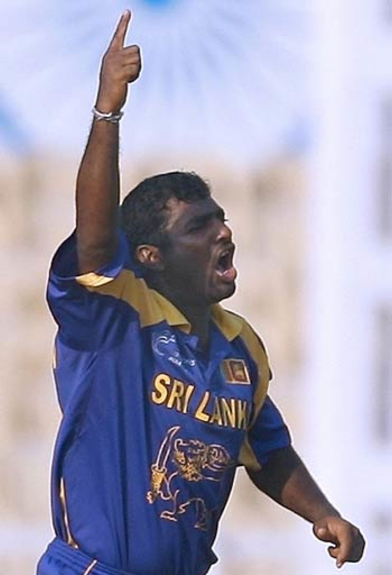 Muttiah Muralitharan sends another batsman back to the pavilion, Sri Lanka v New Zealand, 5th match, Champions Trophy, Mumbai, October 20, 2006