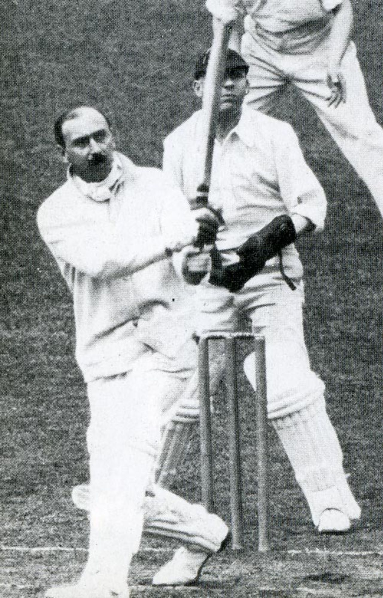 Percy Fender lofts a six in a Surrey trial game at The Oval in 1931
