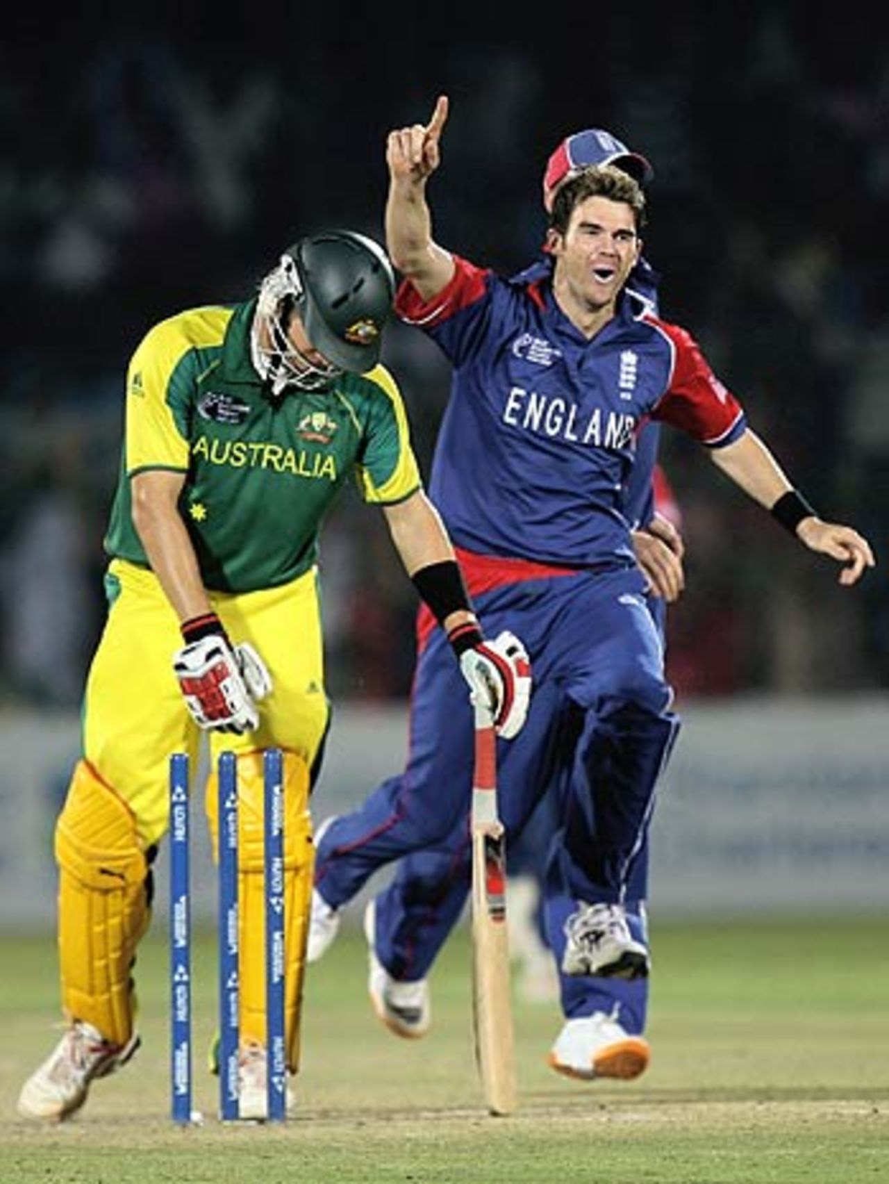 James Anderson bowled Shane Watson for 21, Australia v England, 6th match, Champions Trophy, Jaipur, October 21, 2006