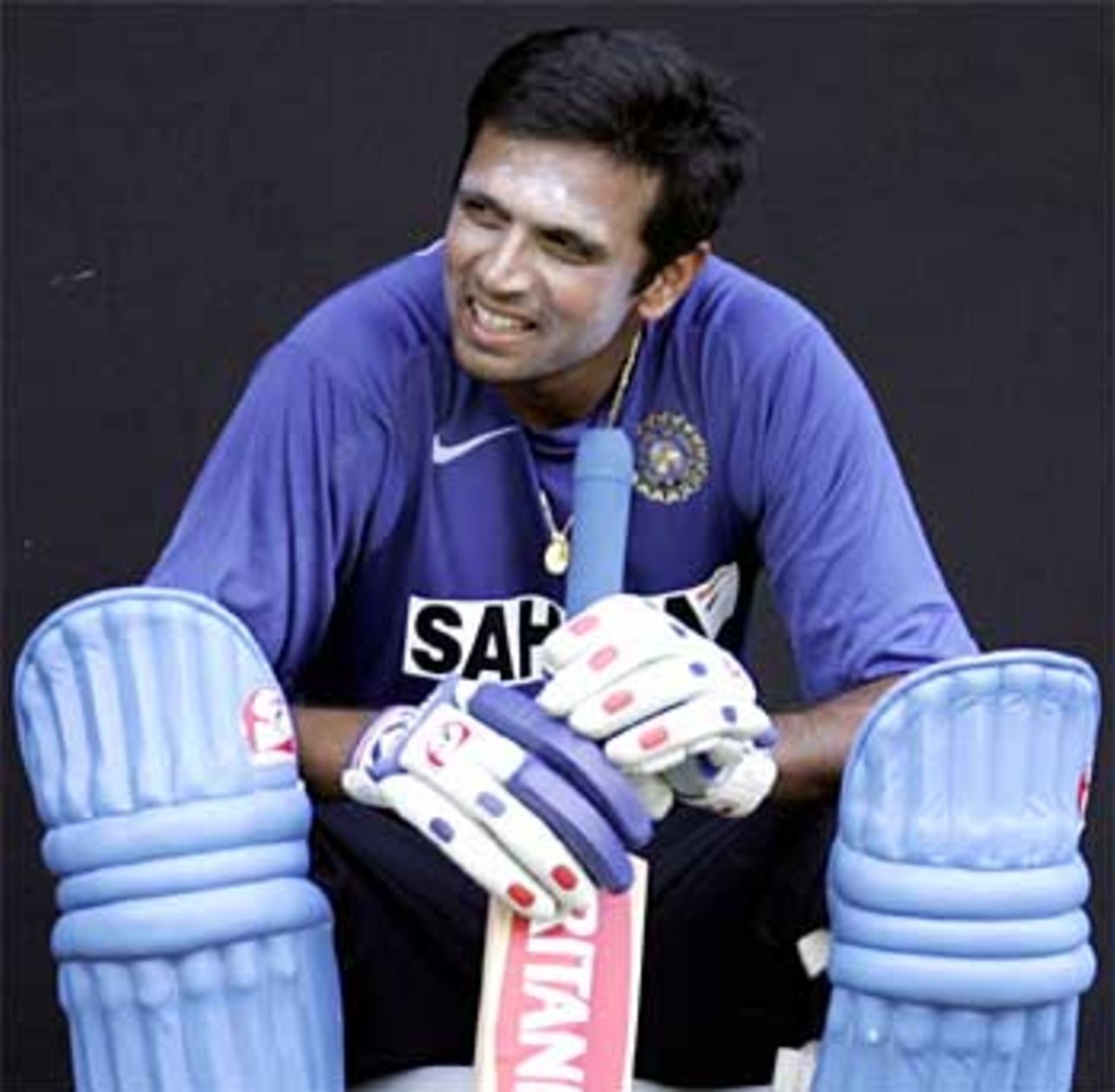 Rahul Dravid takes a break during practice at the Sardar Patel Stadium in Ahmedabad ahead of their match against West Indies, 22 October 2006