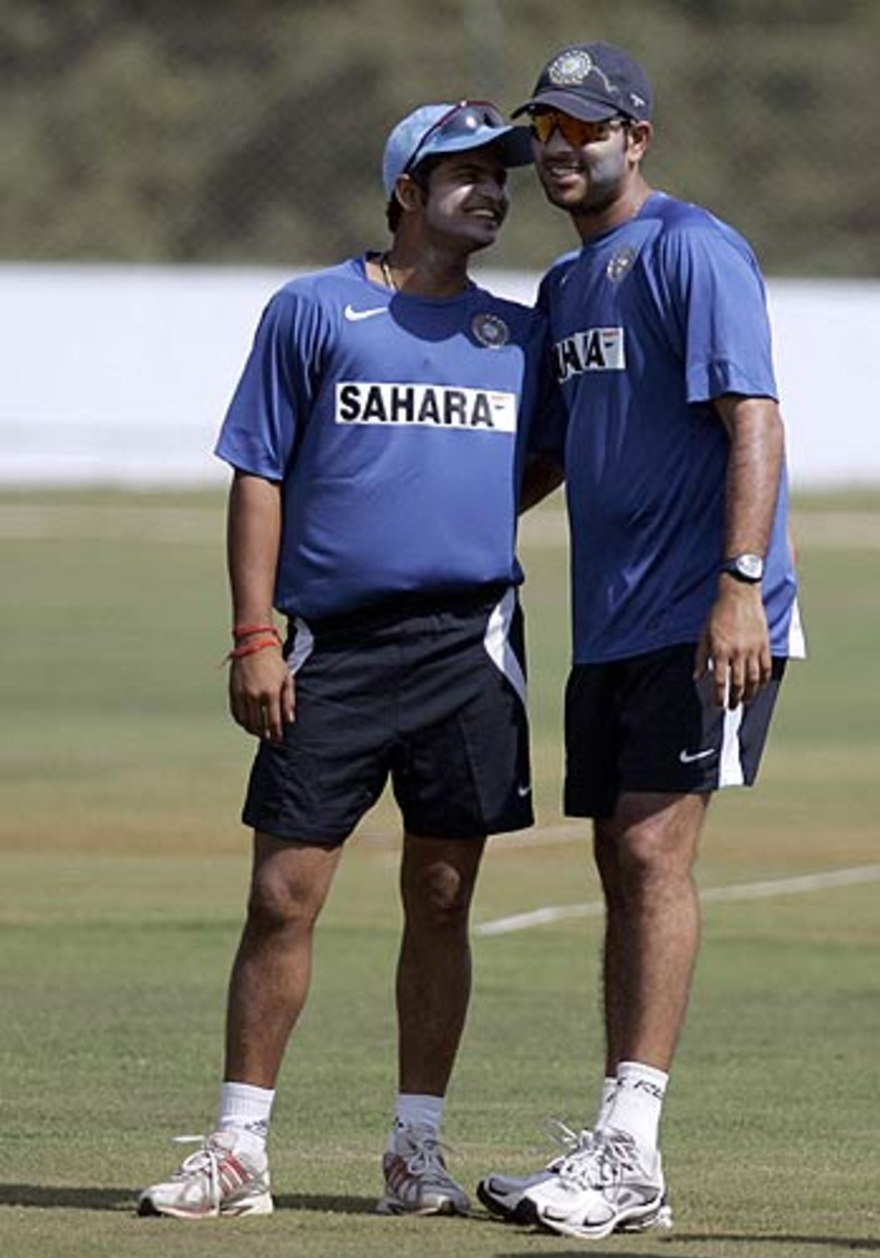 Suresh Raina shares a joke with Yuvraj Singh, Ahmedabad, October 23, 2006