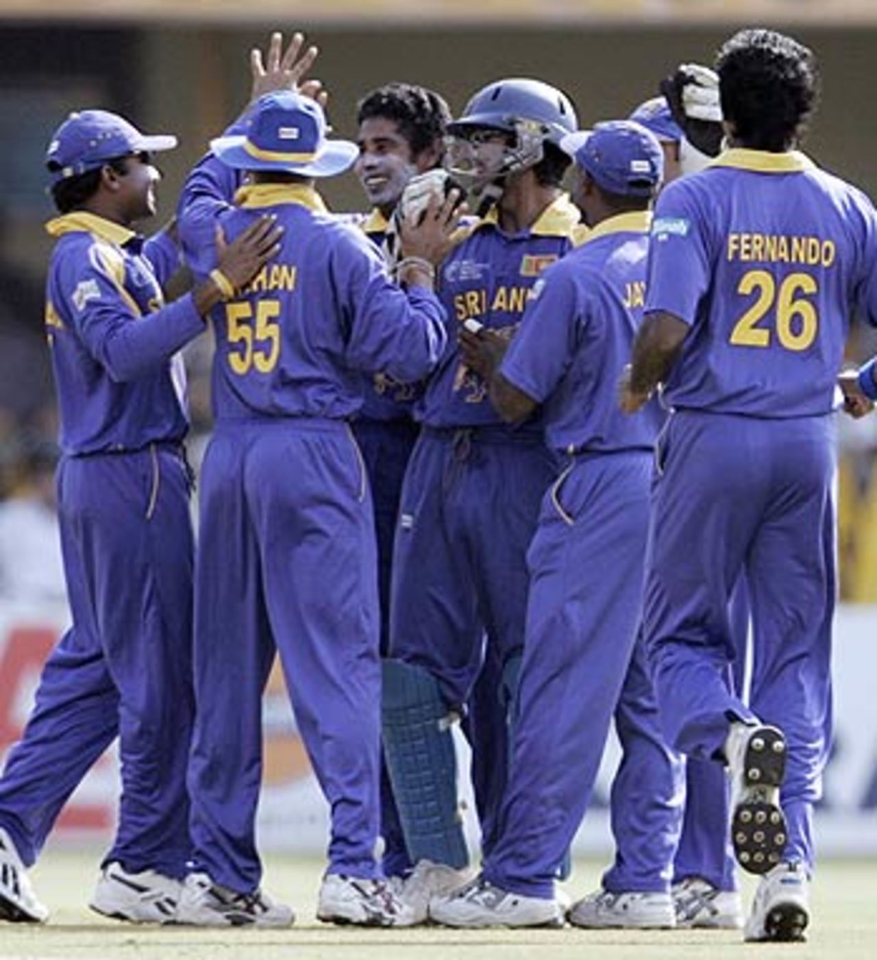 Sri Lanka celebrate their wicket-taking spree, South Africa v Sri Lanka, 7th match, Champions Trophy, Ahmedabad, October 24, 2006